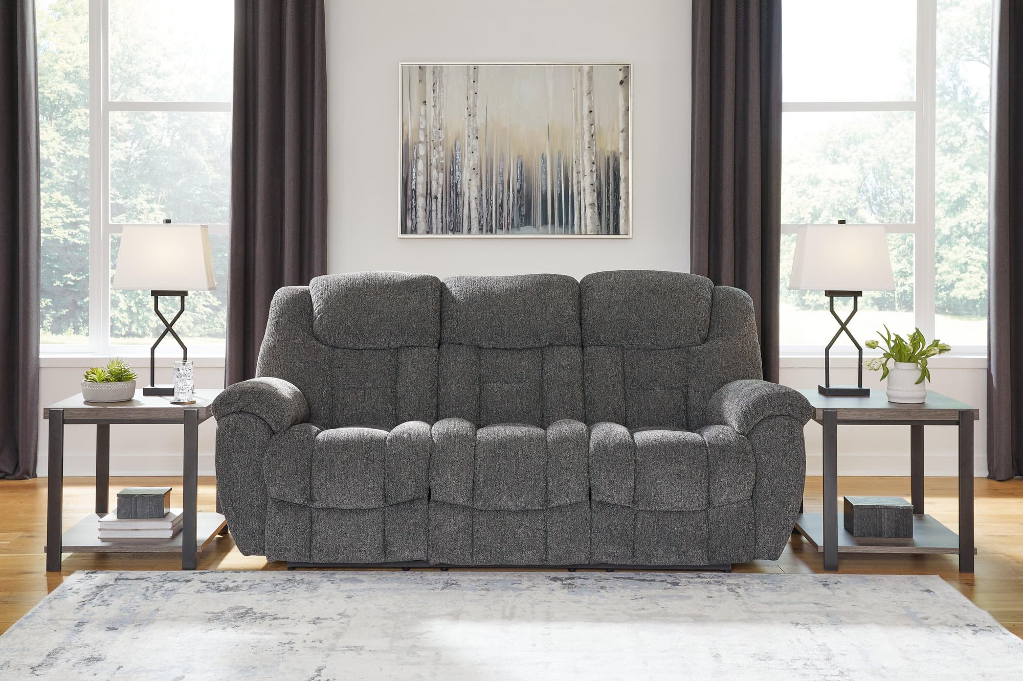 Foreside Charcoal Performance Fabric,Next-Gen Nuvella™ Reclining Sofa - Image 1