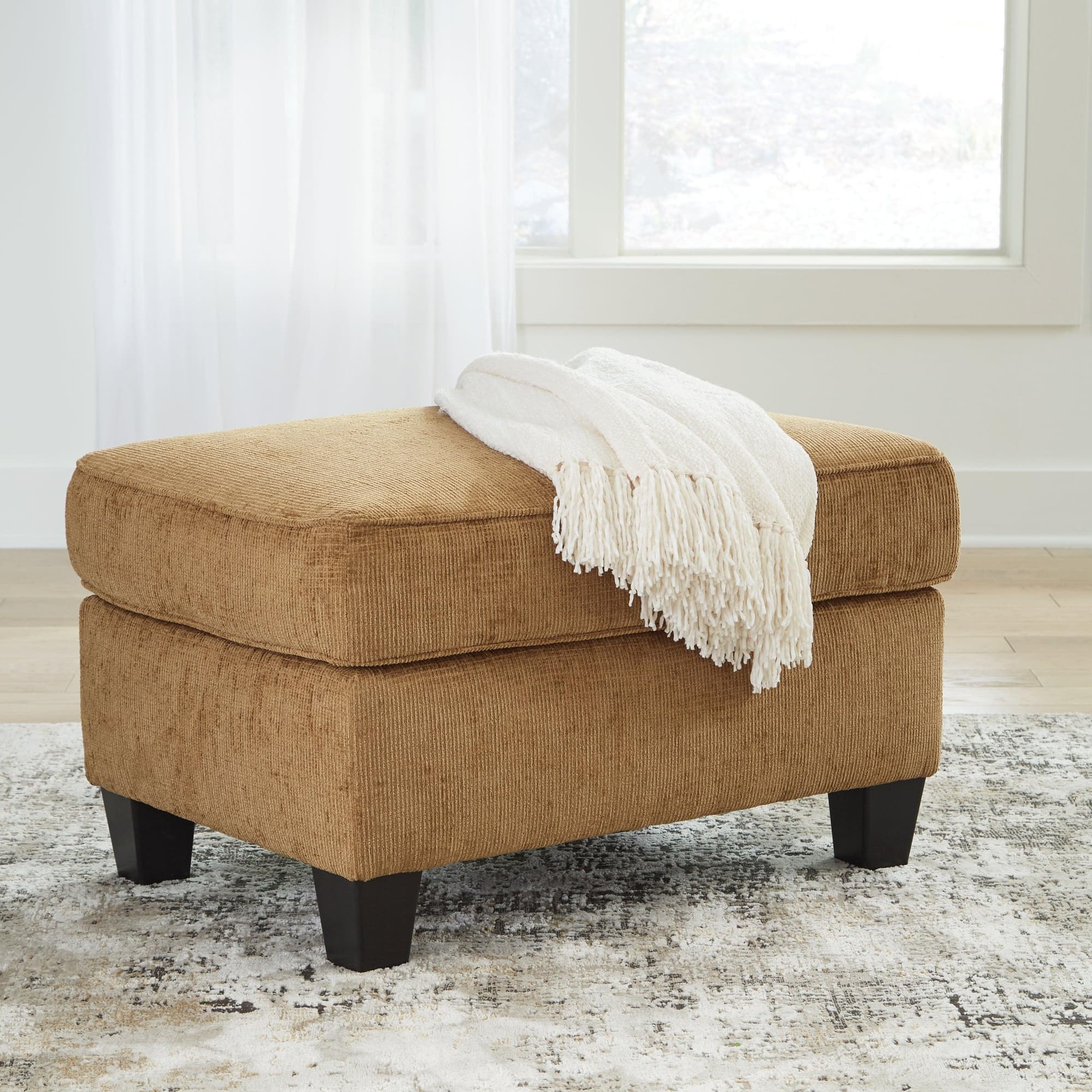 Erinslane Honey Chenille Ottoman - Image 1