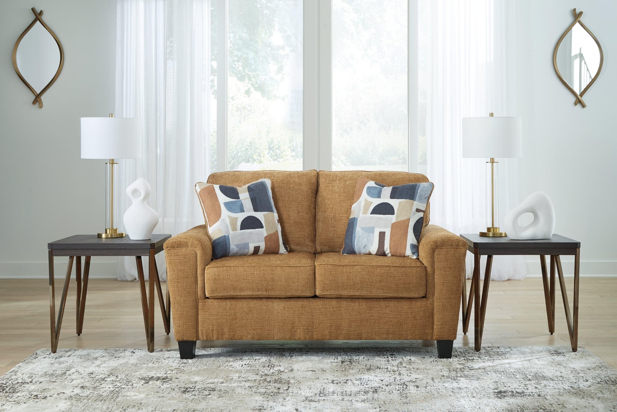 Erinslane Honey Chenille Loveseat - Image 1
