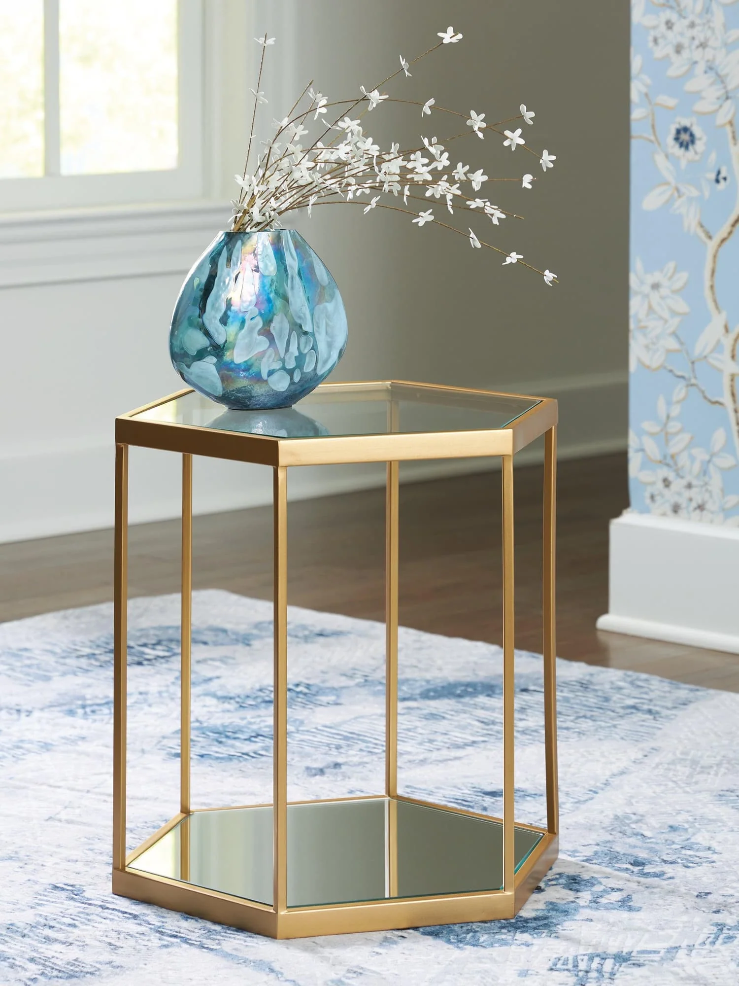 Veerwick Gold Finish Accent Coffee Table - Image 1
