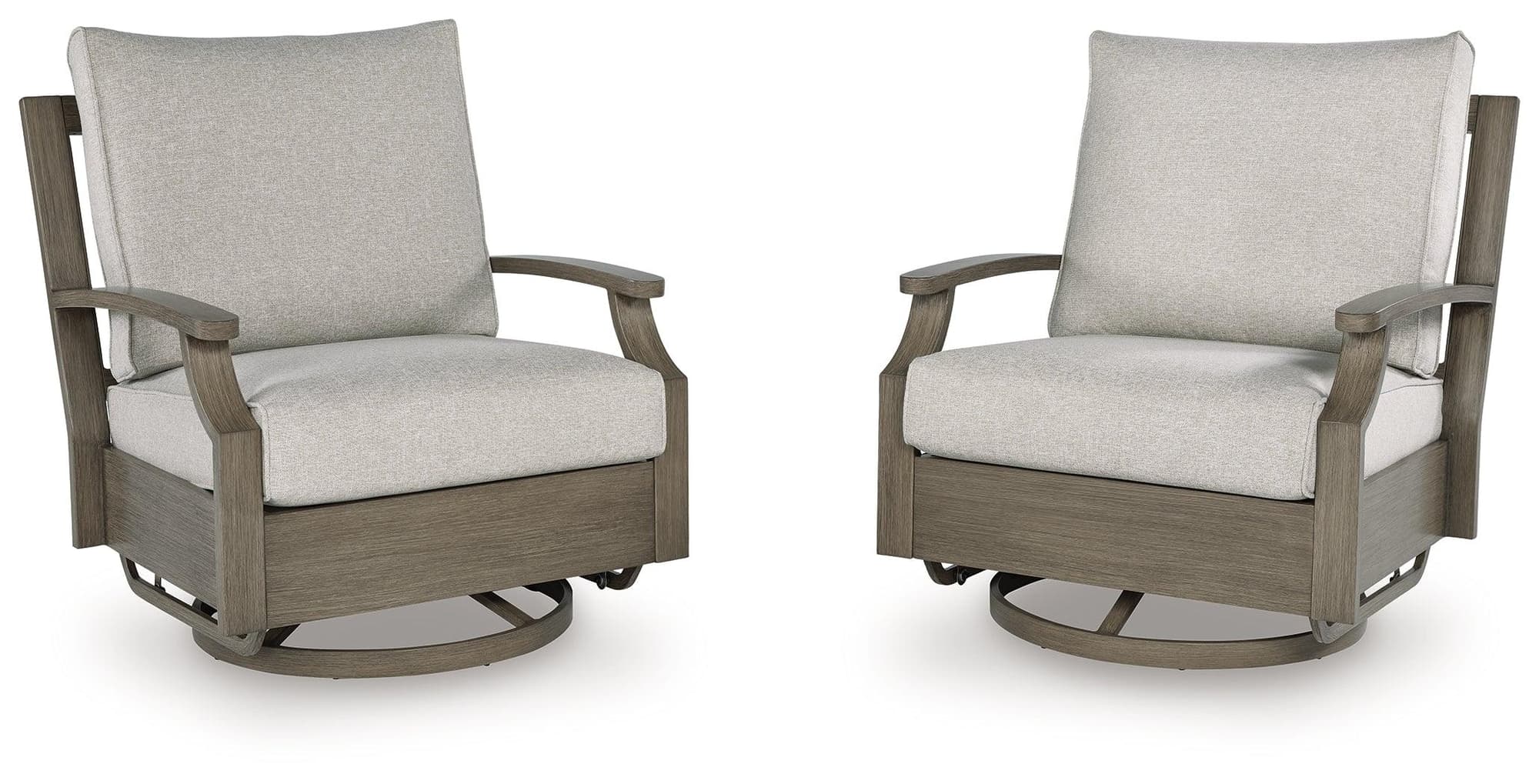 Rainier Ranch Brown/Beige Outdoor Swivel Glider Chair with Cushion