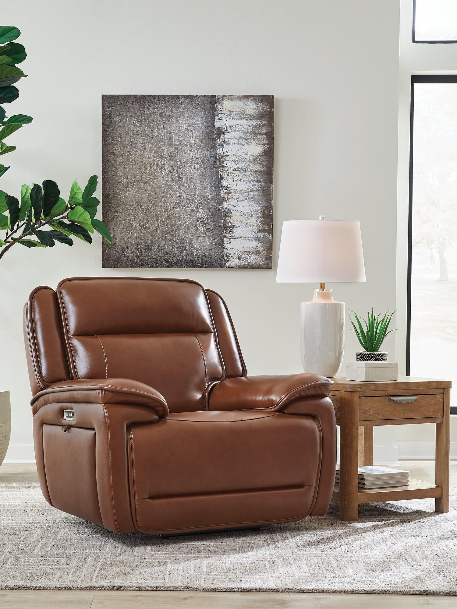 Healy Pier Chocolate Leather Power Recliner - Image 1