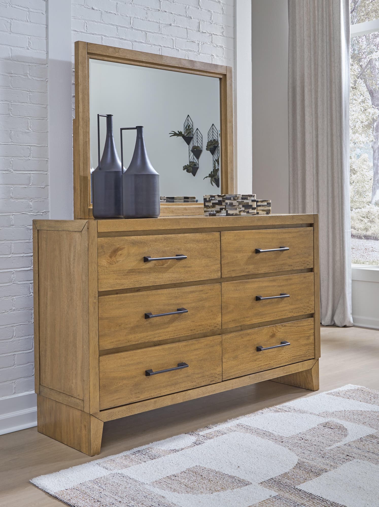 Sherbana Light Brown Dresser and Mirror - Image 1