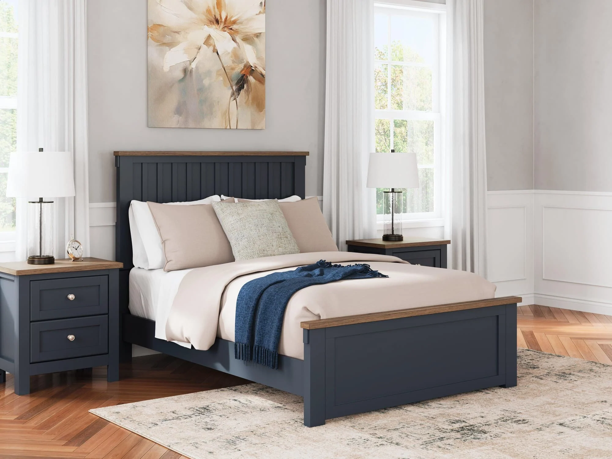 Landocken Brown/Blue Full Panel Bed - Image 1
