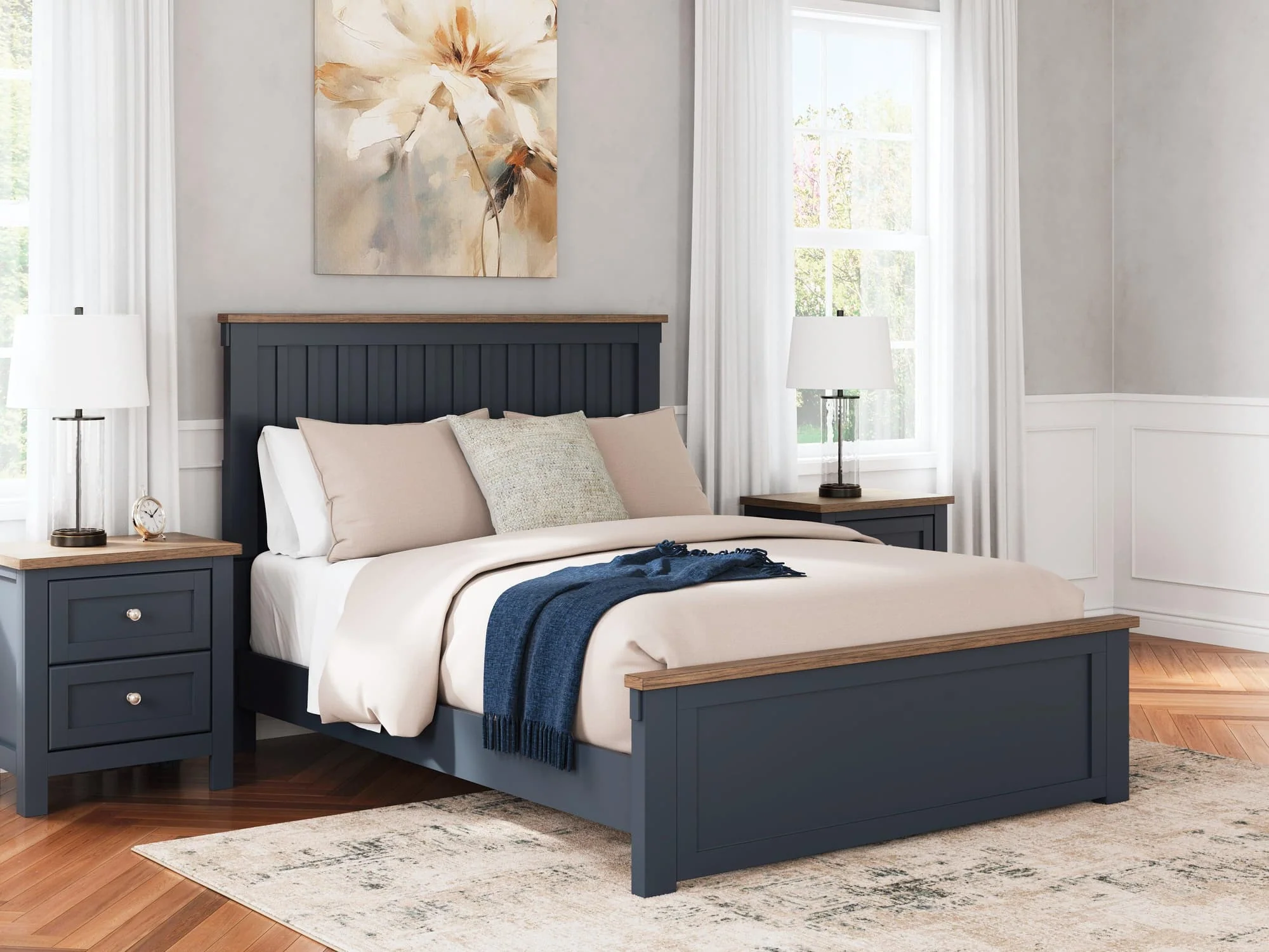 Landocken Brown/Blue Queen Panel Bed - Image 1