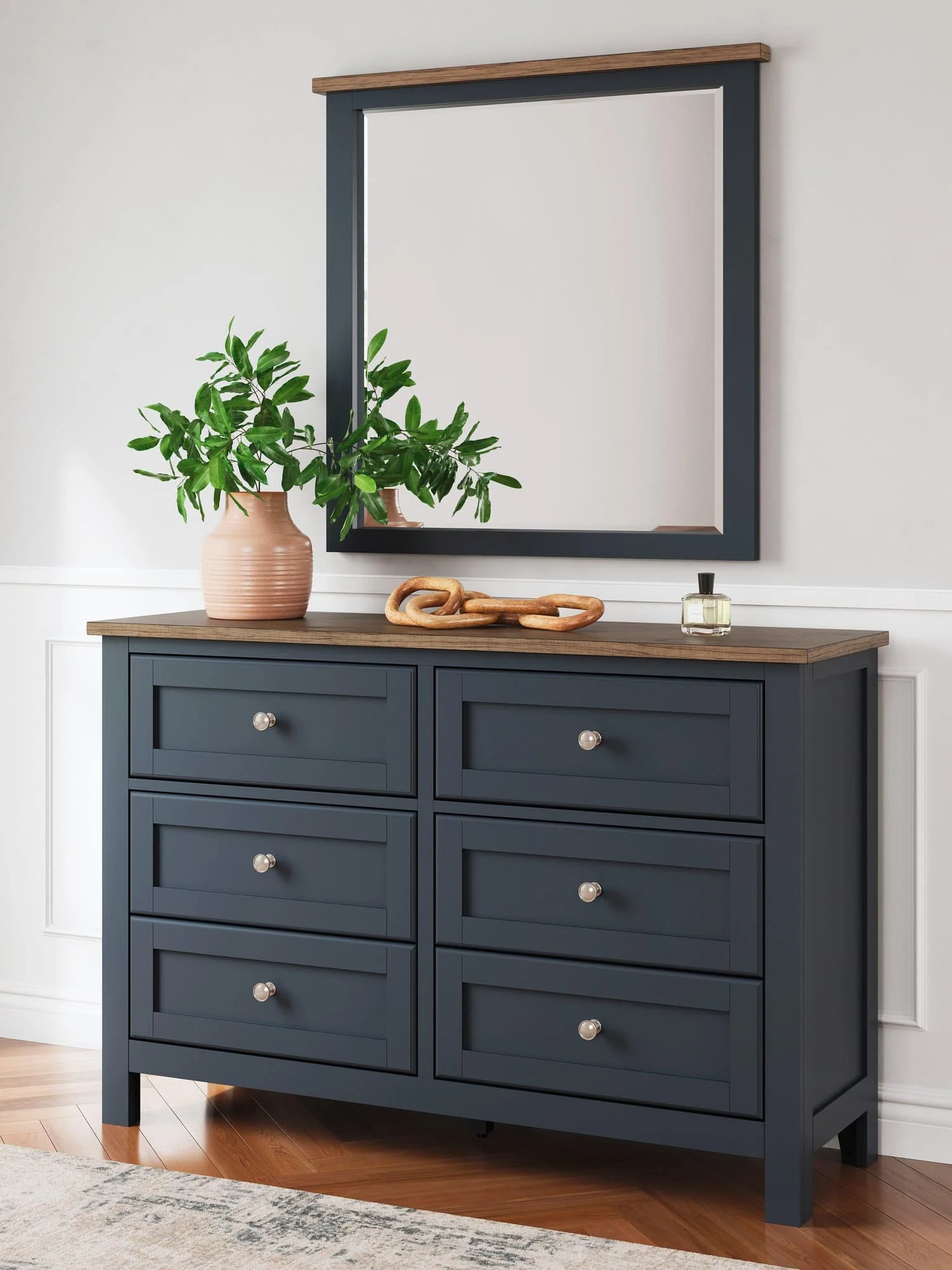 Landocken Brown/Blue Dresser and Mirror - Image 1