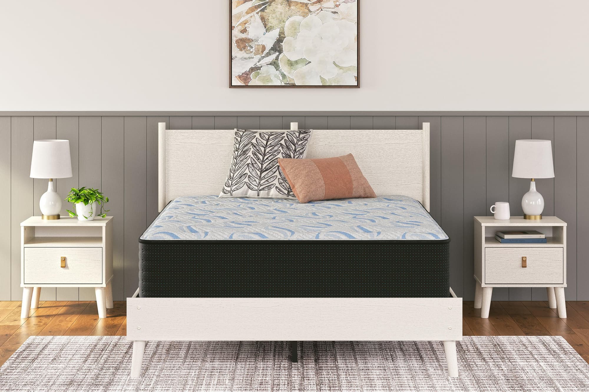 Elite Springs Plush Gray/Blue Twin Mattress - Image 1