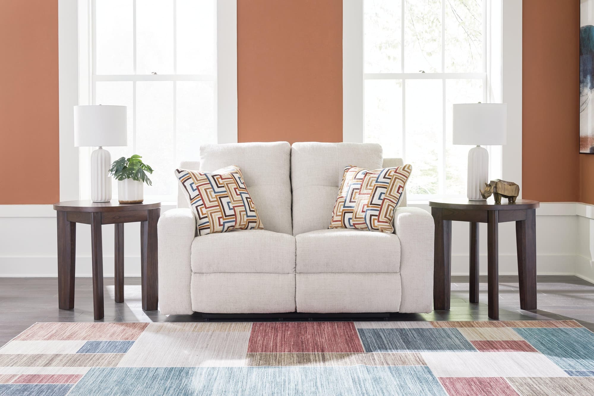 Danum Stone Chenille Reclining Loveseat - Image 1