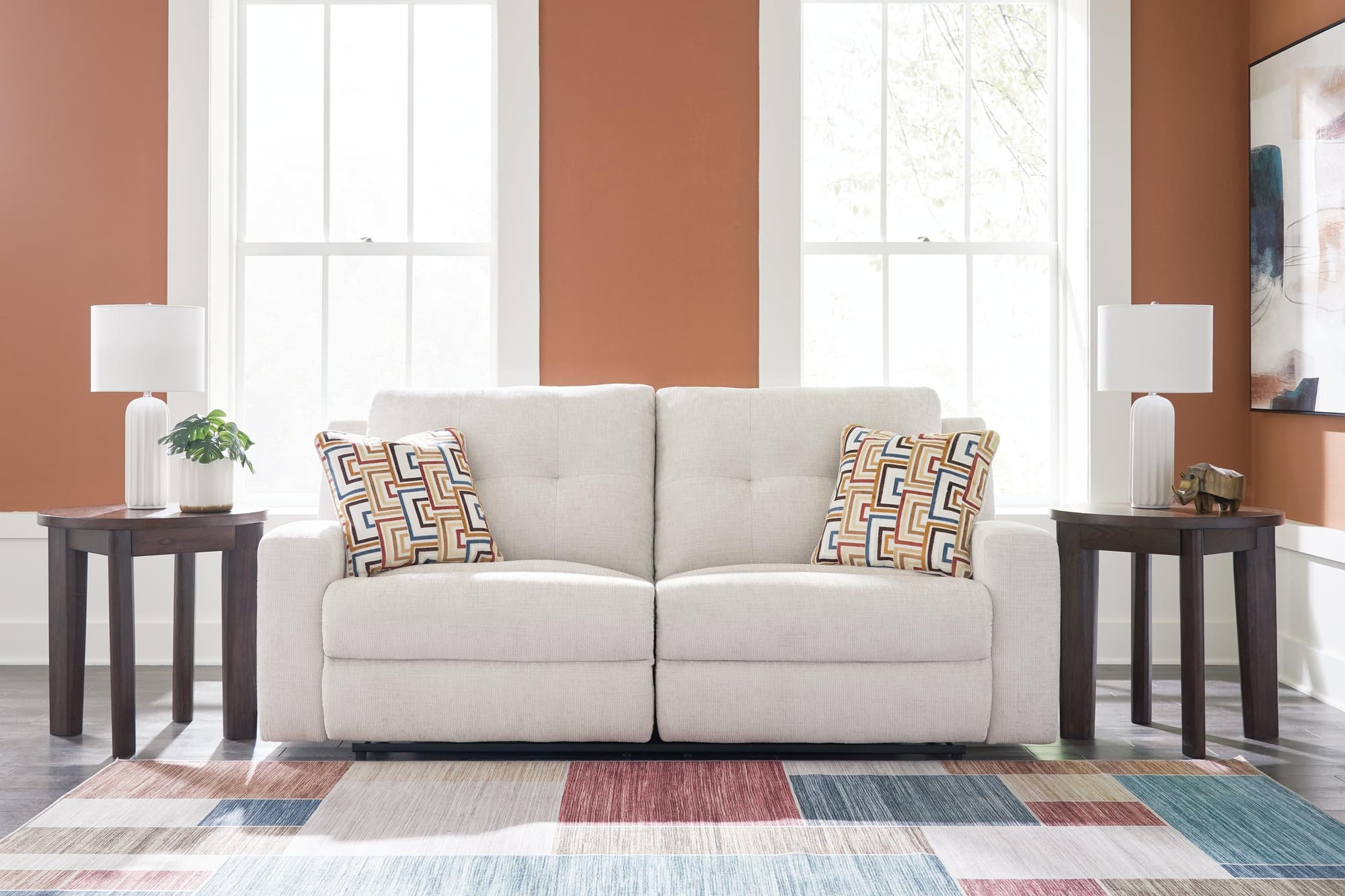 Danum Stone Chenille Reclining Sofa - Image 1