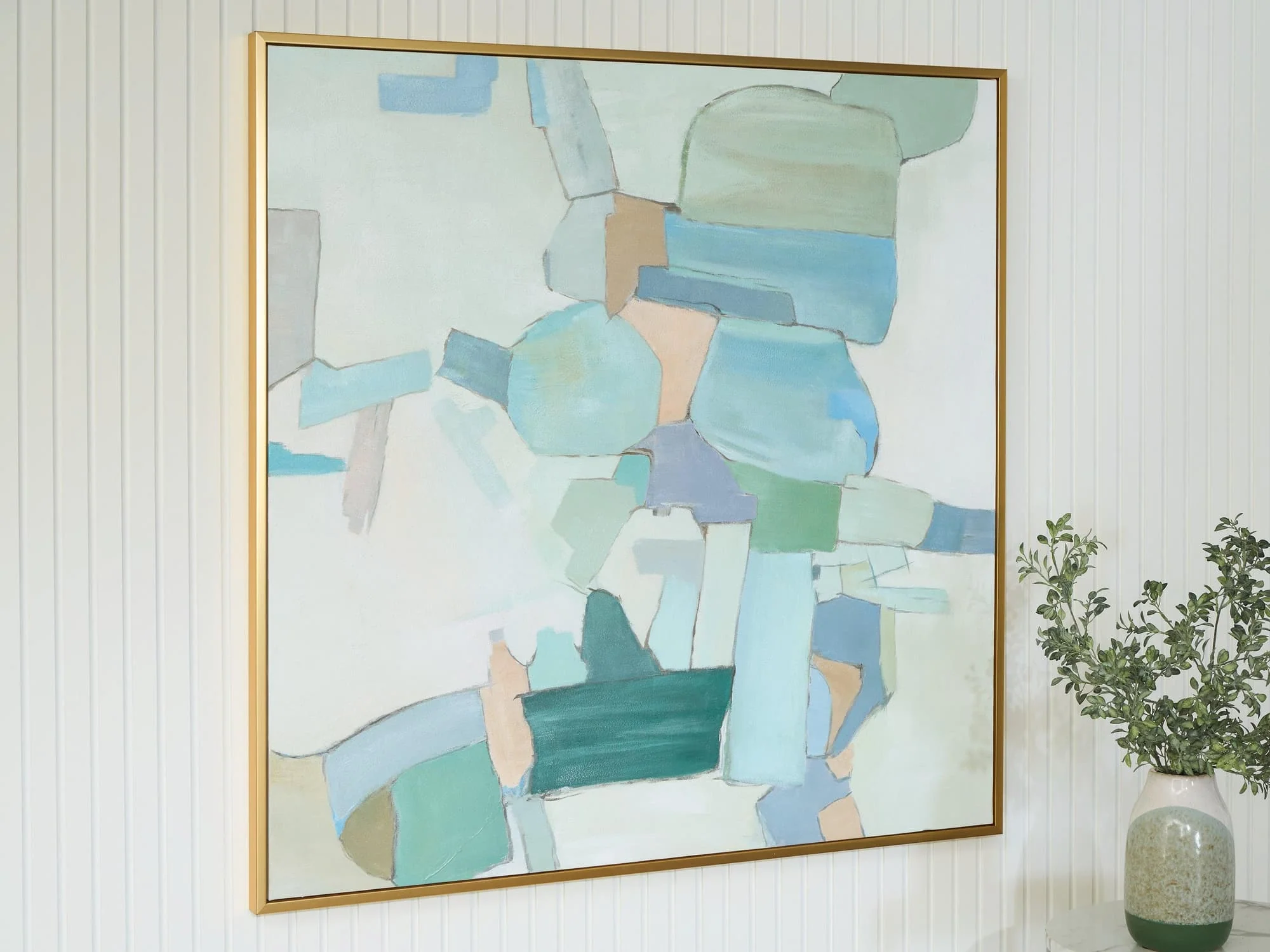 Wynburn White/Blue/Green Wall Art - Image 1