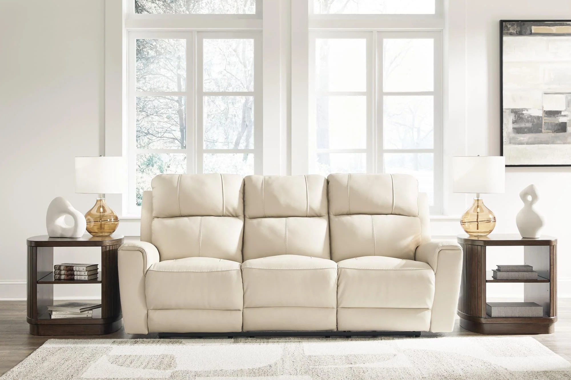 Dahlmoore Almond Leather Power Reclining Sofa - Image 1