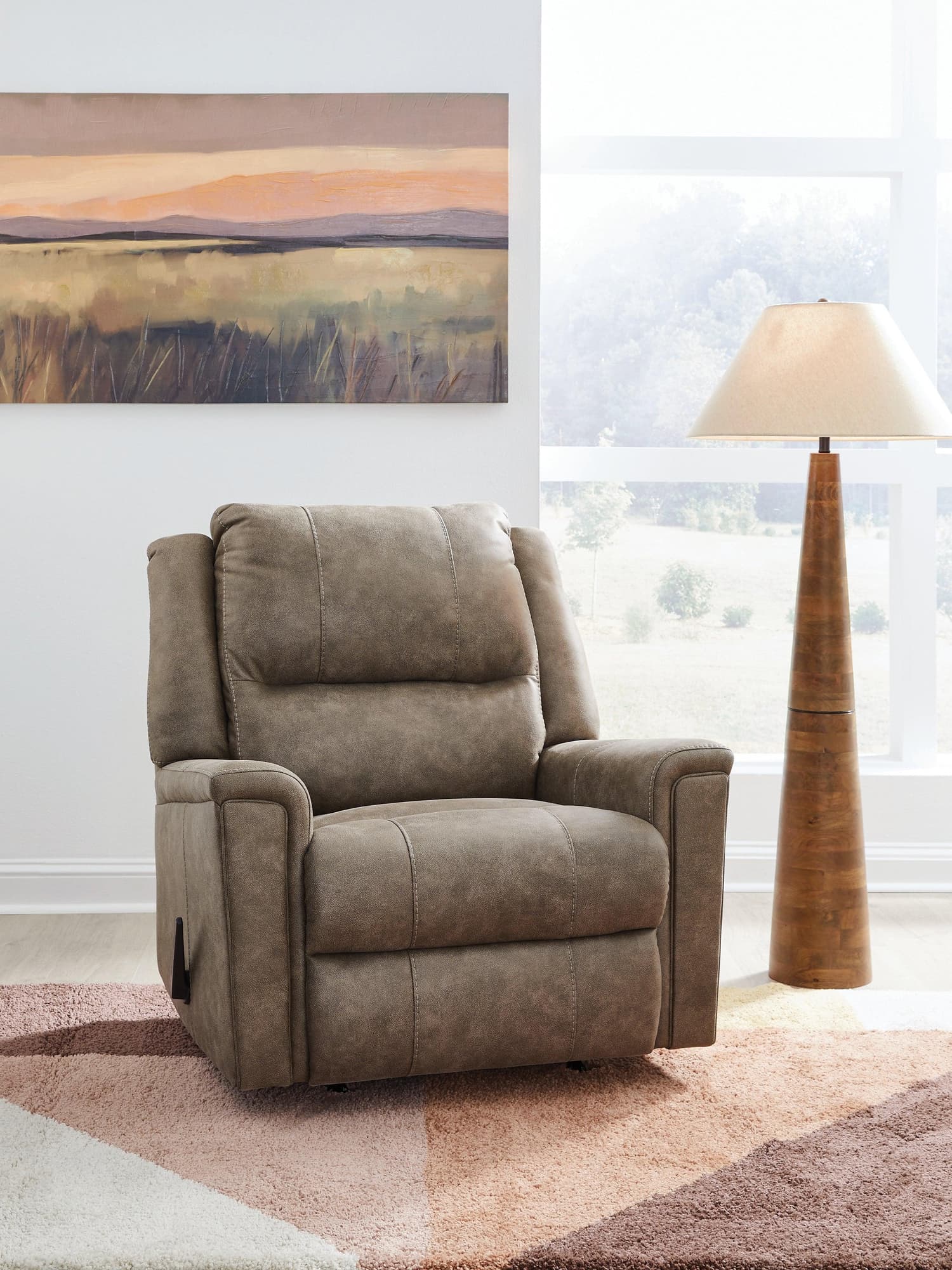 Lixtowel Fog Faux Leather Recliner - Image 1