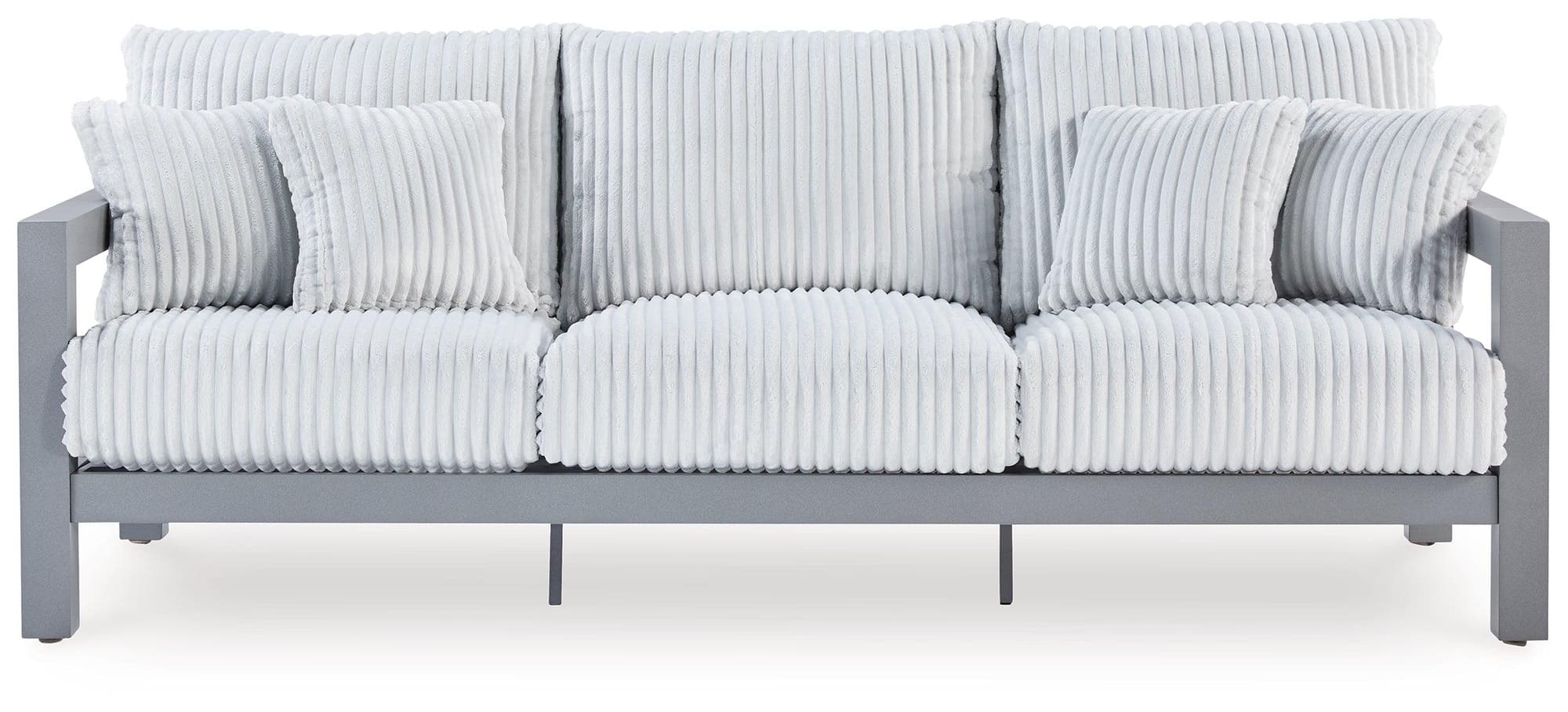 Hurley Park Gray Nuvella® Outdoor Sofa with Cushion - Image 1