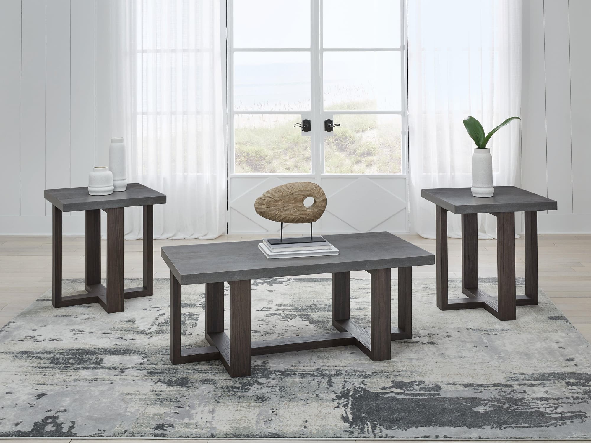 Dynnford Gray/Brown Table (Set of 3)