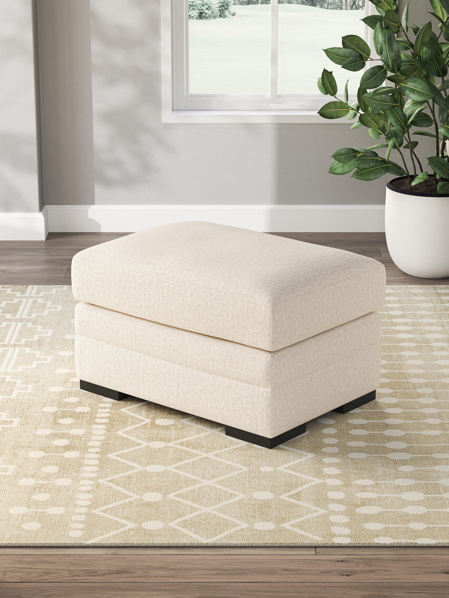 Lango Jute Chenille,Performance Fabric,Next-Gen Nuvella™ Ottoman - Image 1
