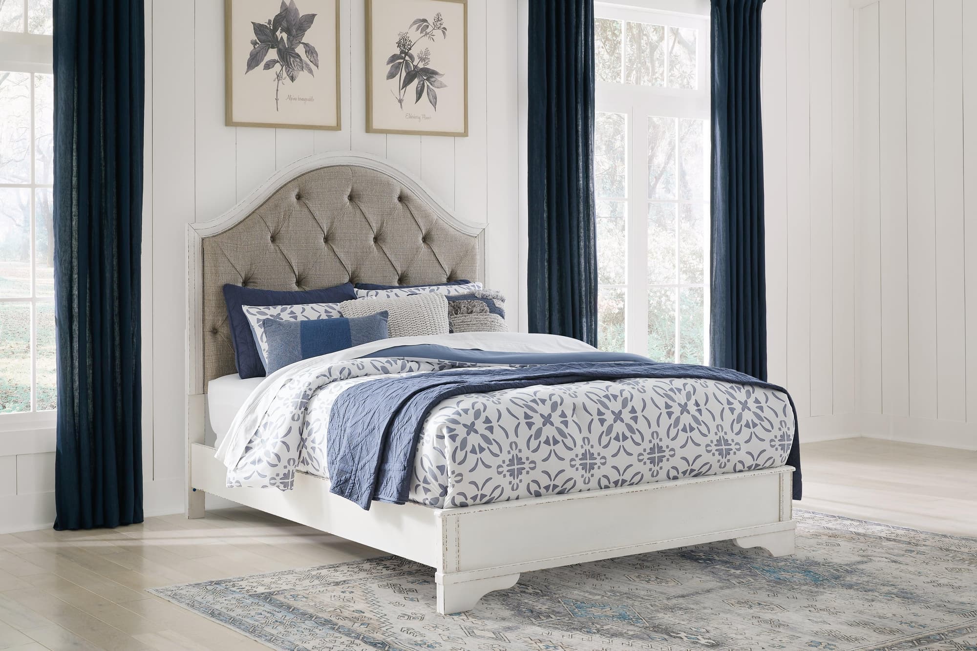 Blendon Rustic Brown Queen Upholstered Panel Bed - Image 1