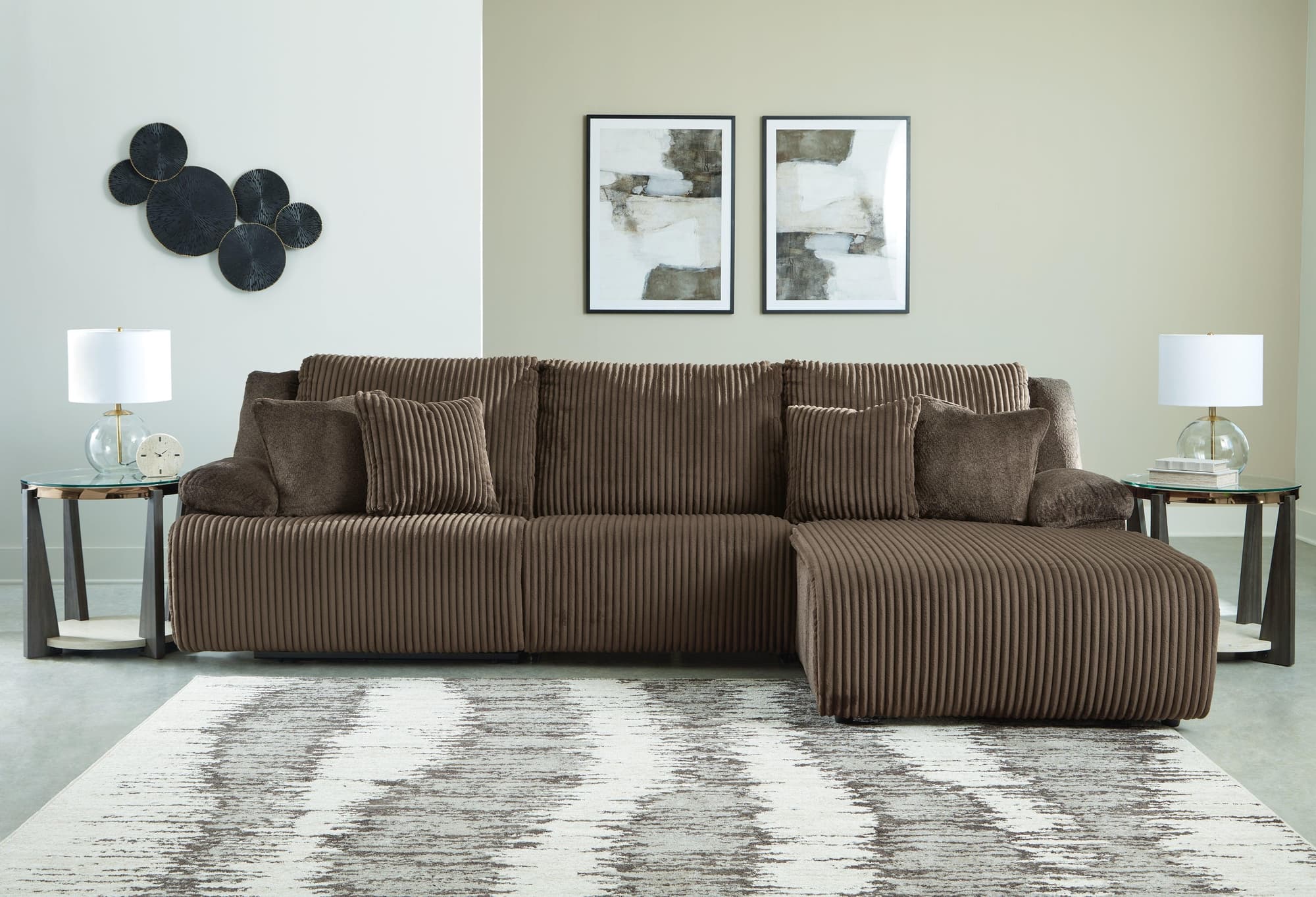 Top Tier Chocolate 3-Piece Sectional Sofa Chaise - Image 1