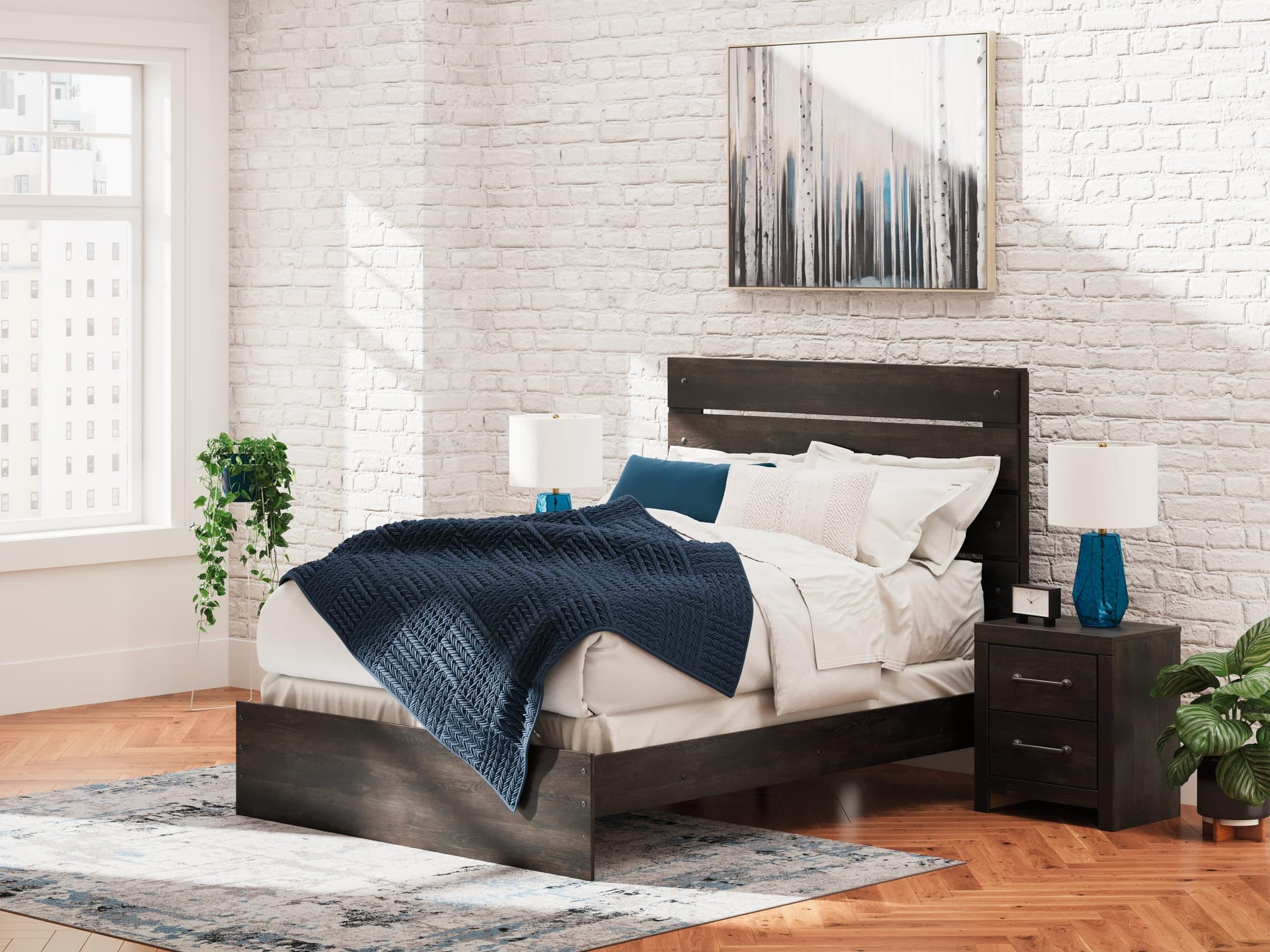 Hollivern Dark Gray Queen Panel Bed - Image 1