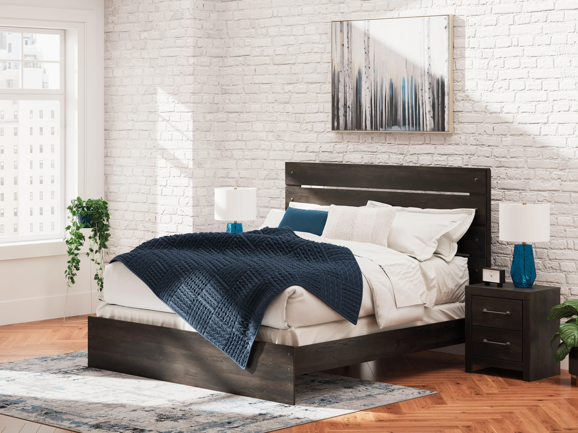 Hollivern Dark Gray King Panel Bed - Image 1
