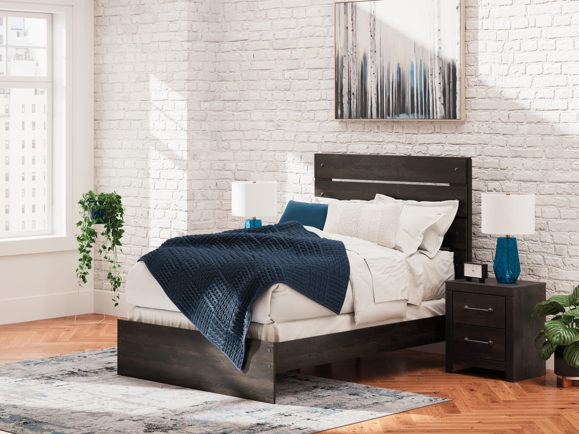 Hollivern Dark Gray Full Panel Bed - Image 1