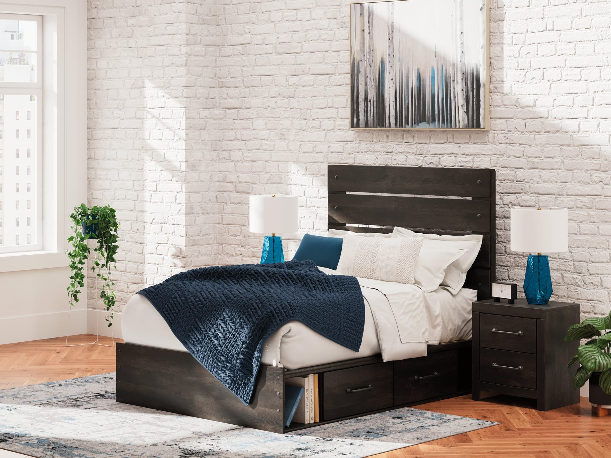 Hollivern Dark Gray Full Panel Storage Bed - Image 1