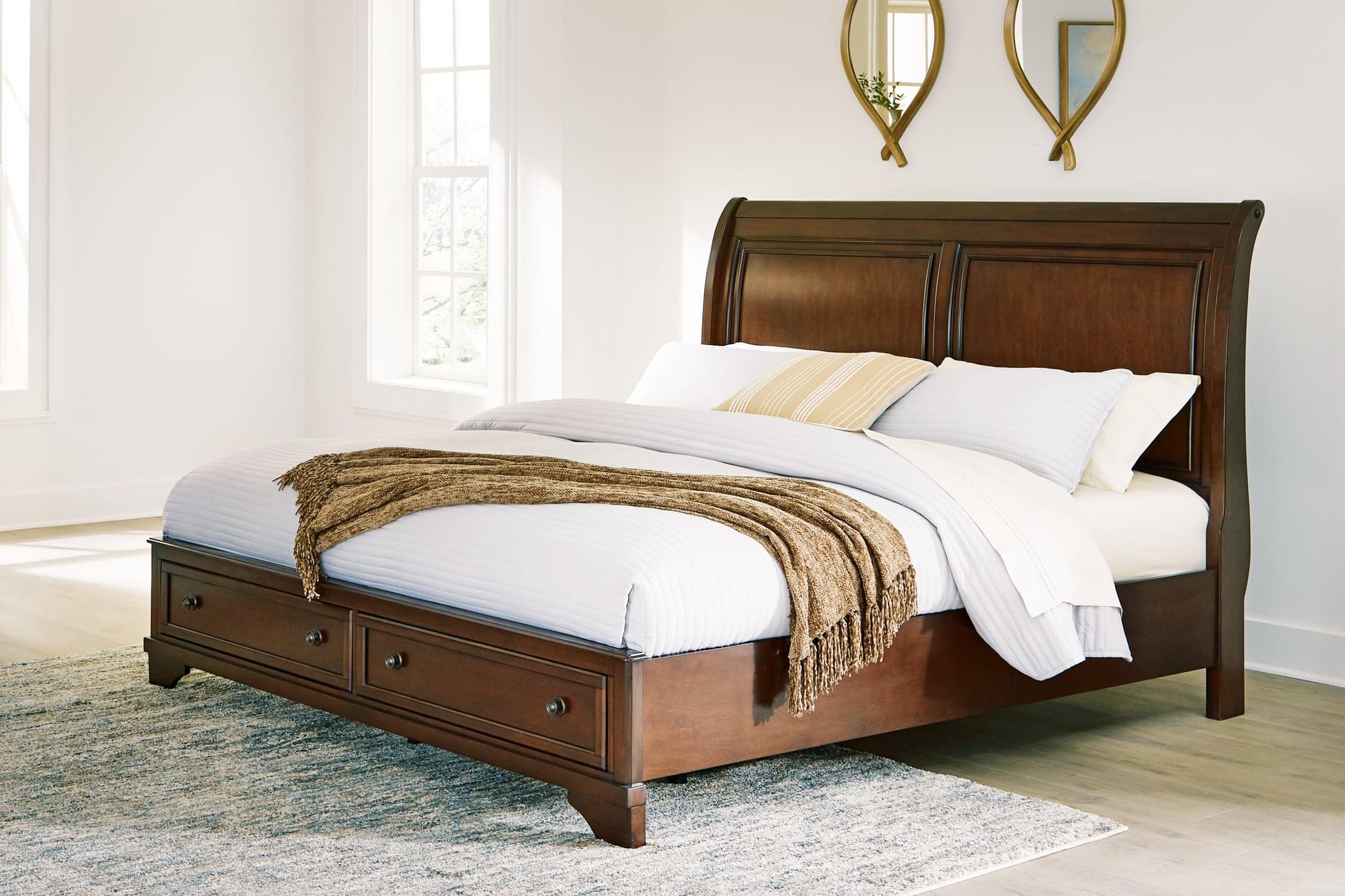Trellington Brown King Sleigh Storage Bed - Image 1