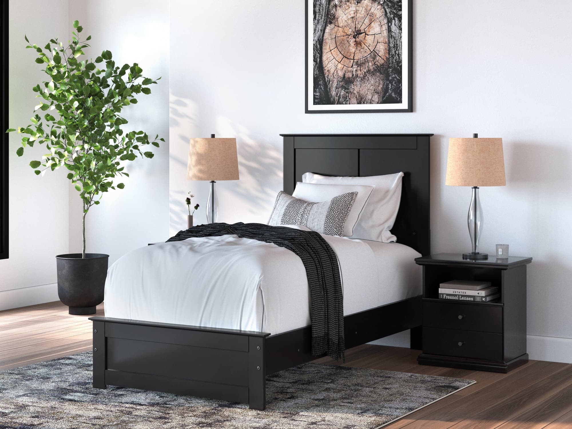 Maribel Black Twin Panel Bed - Image 1