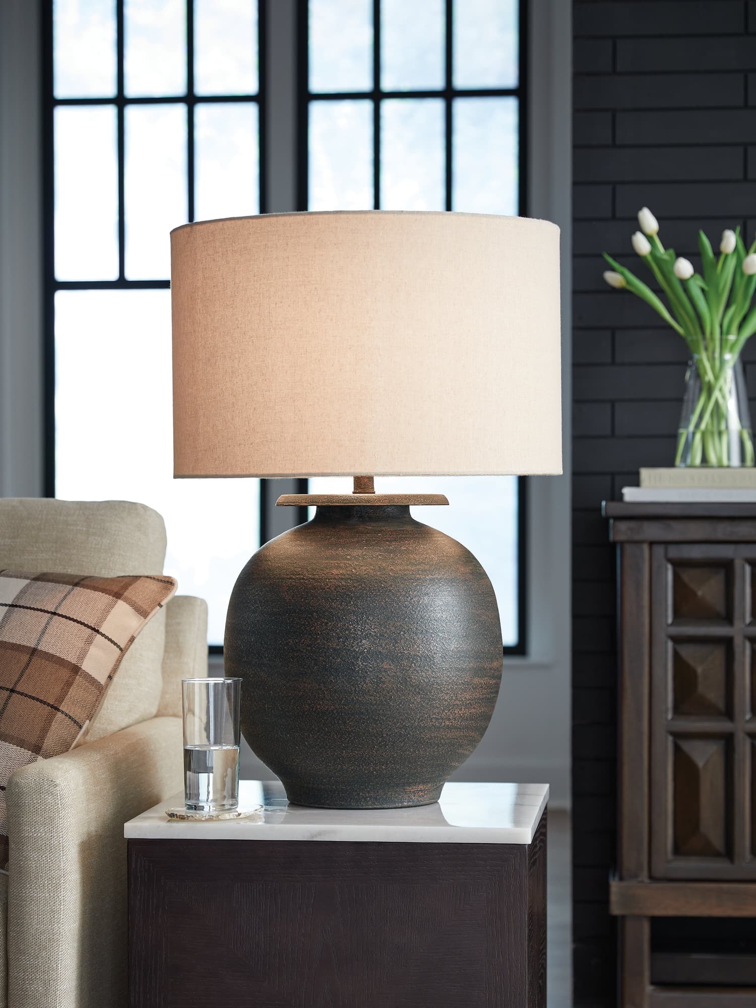 Carlenbury Antique Brown Table Lamp - Image 1