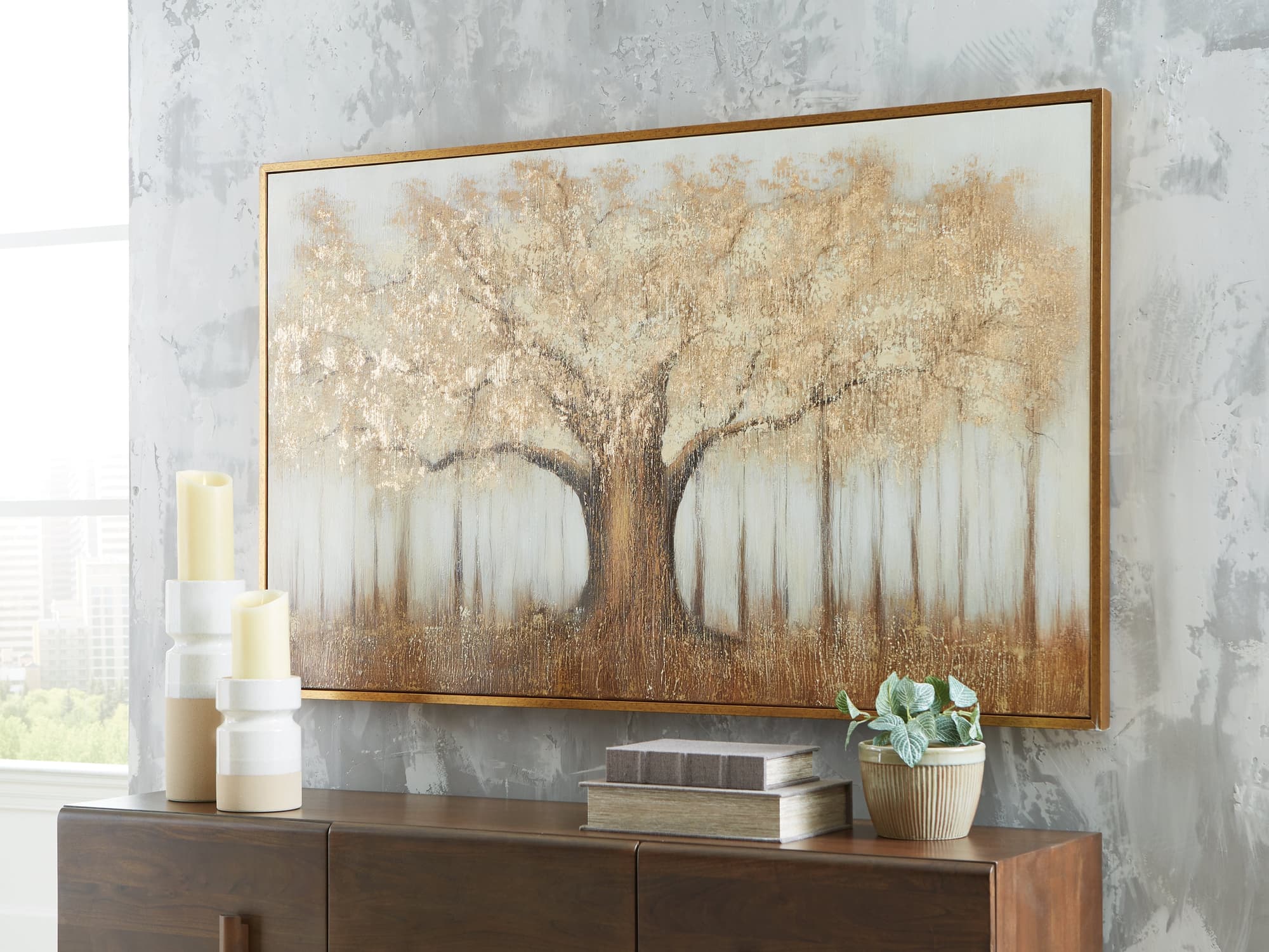 Dalewick Brown/Gray/Gold Finish Wall Art - Image 1