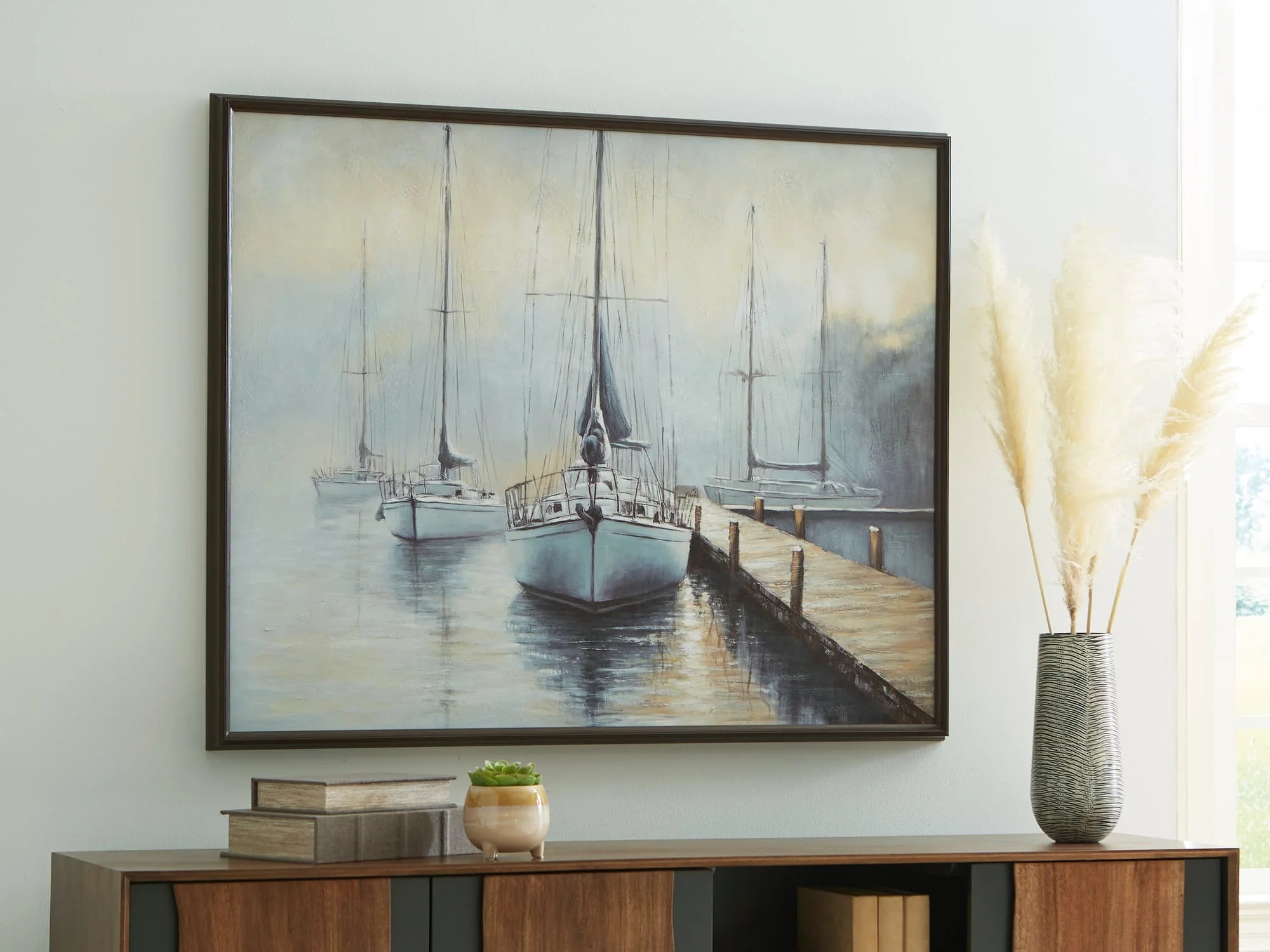 Worthney Blue/White/Brown Wall Art - Image 1