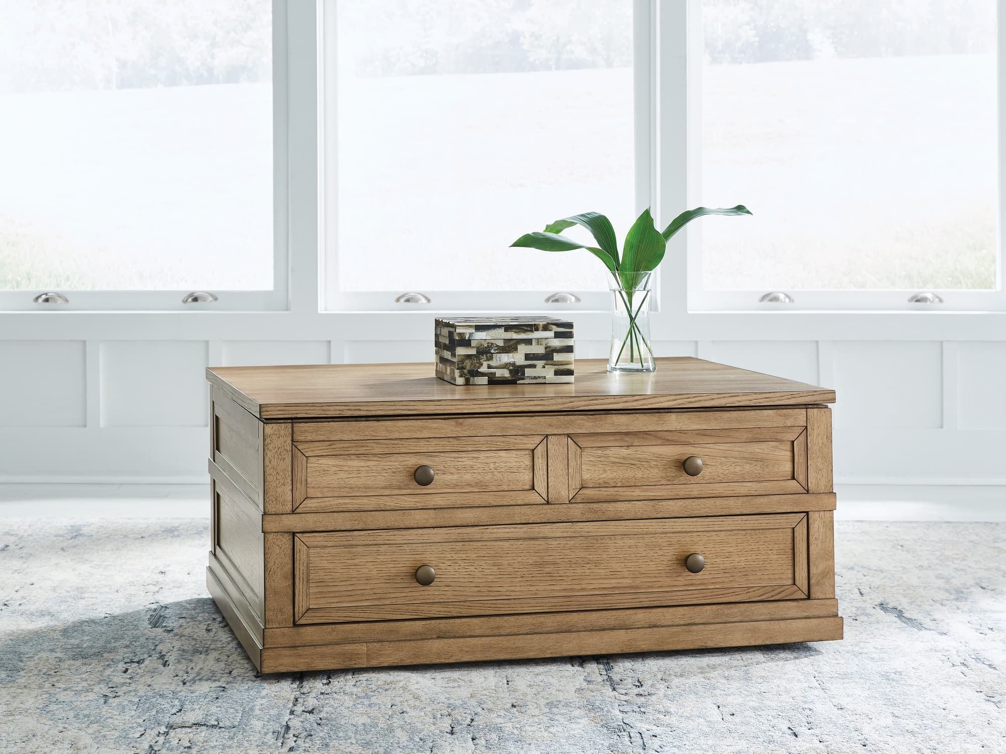 Sharlance Light Brown Lift-Top Coffee Table - Image 1