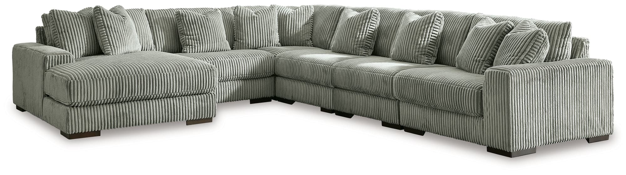 Lindyn Fog Velvet 6-Piece Sectional with Chaise - Image 1