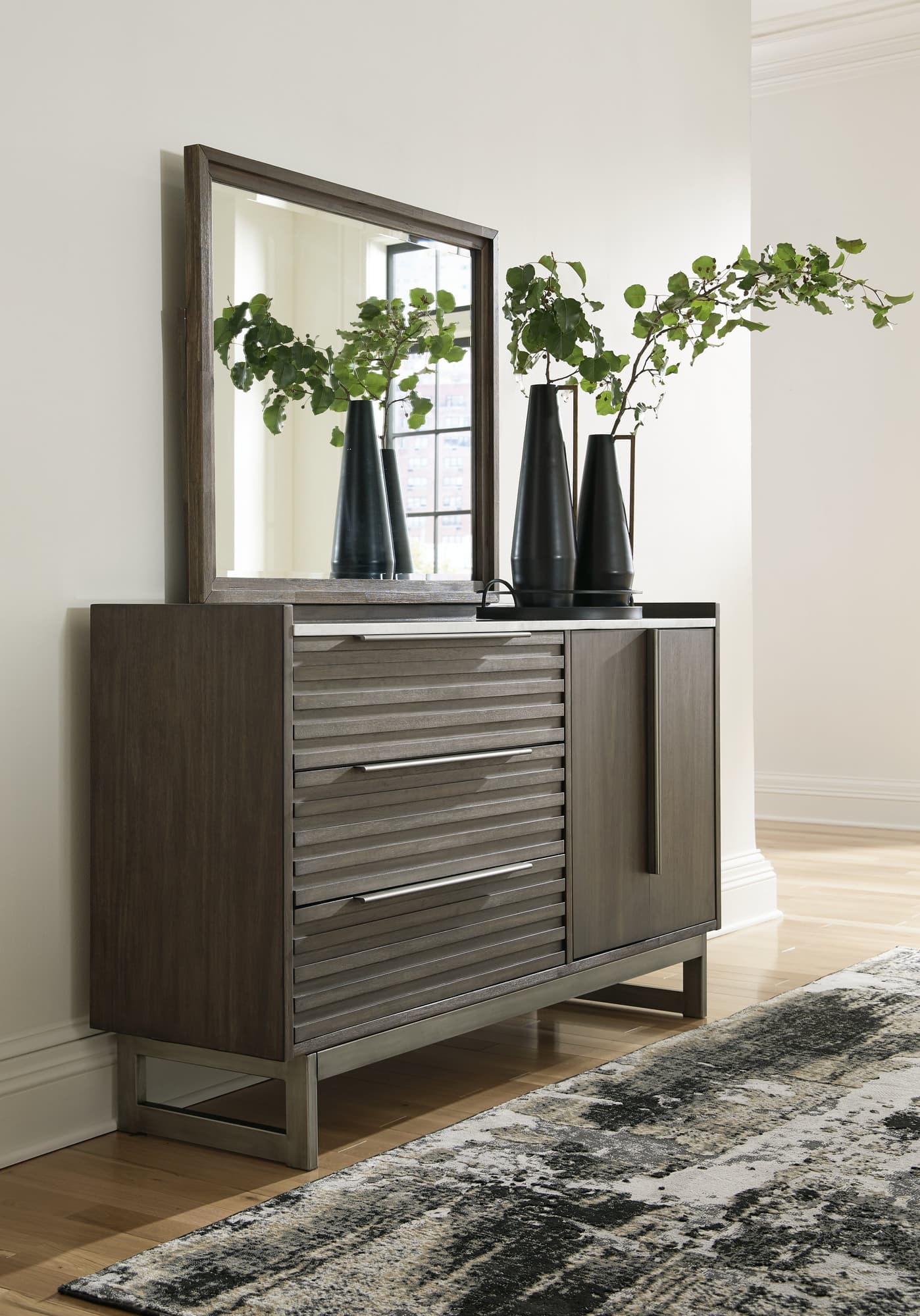 Arkenton Grayish Brown Dresser and Mirror - Image 1