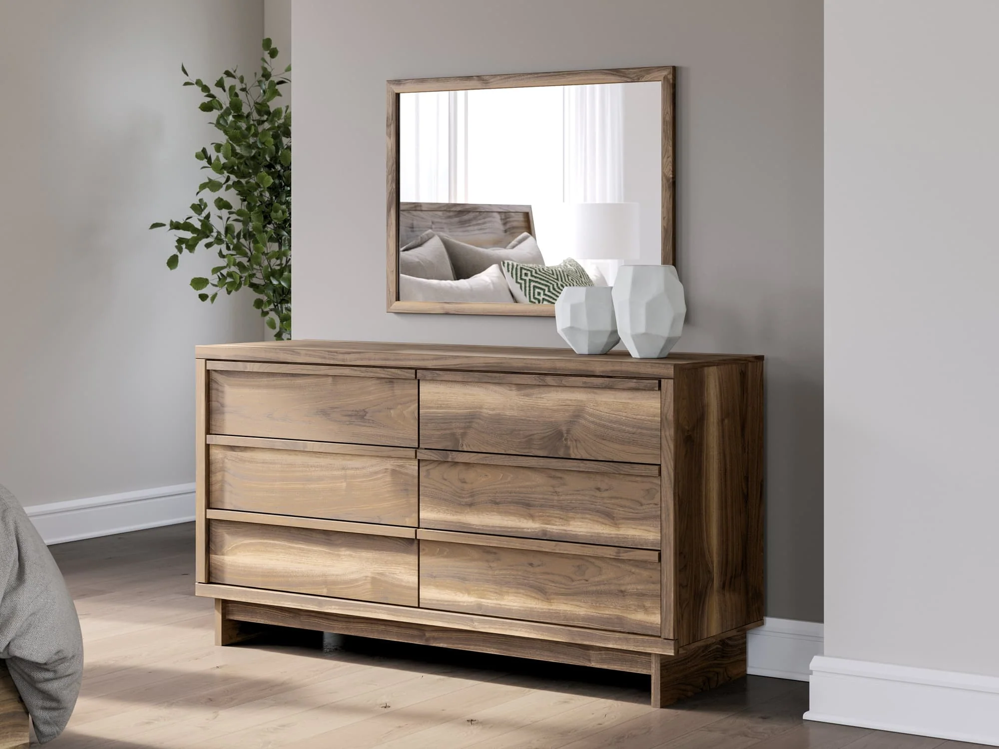 Chirason Brown Dresser and Mirror - Image 1