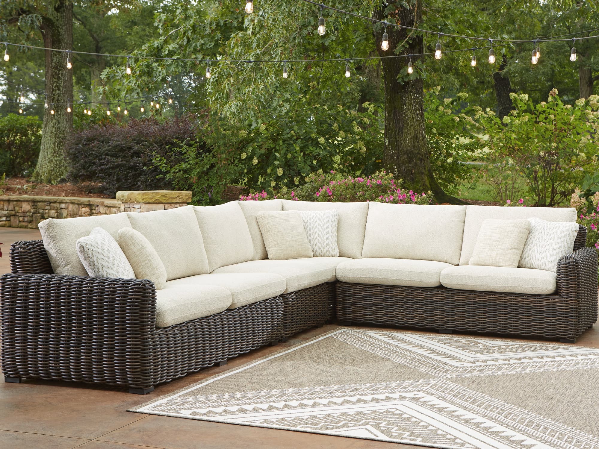 Kimora Beige/Dark Brown 4-Piece Outdoor Sectional - Image 1