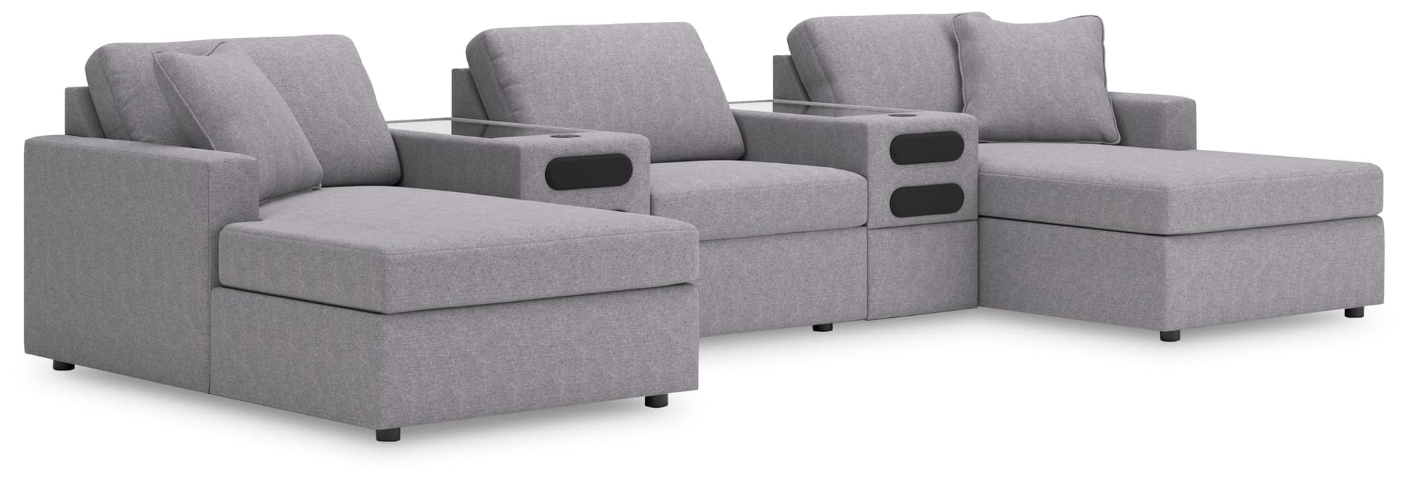 Modmax Granite Performance Fabric,Next-Gen Nuvella™ 5-Piece Sectional with Chaise and Audio Console - Image 1