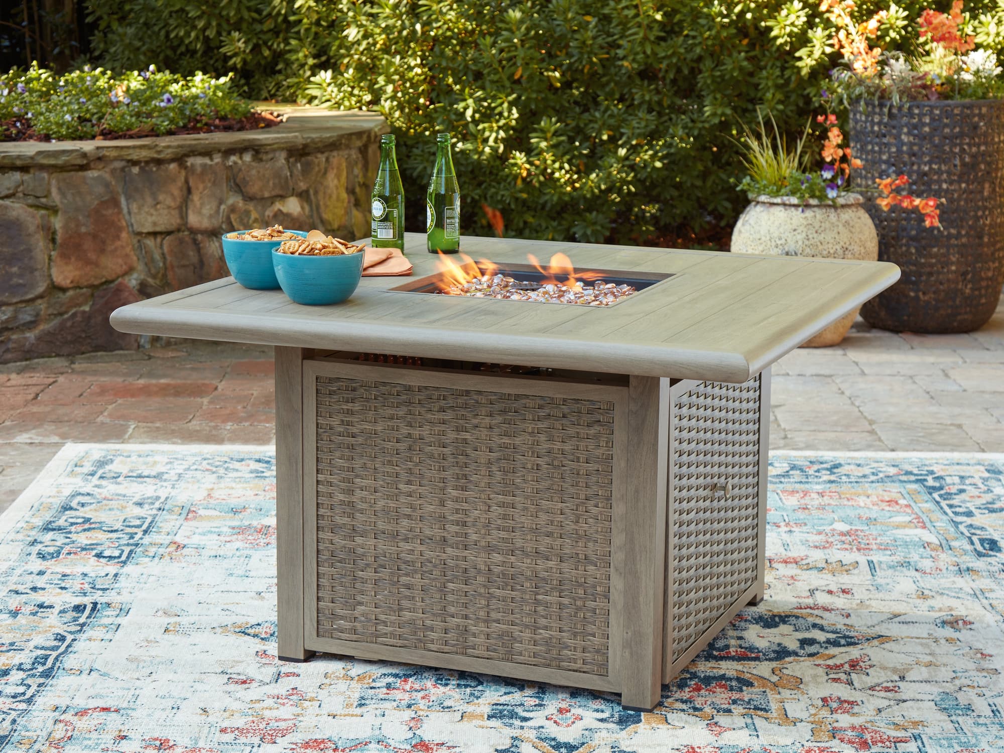 Cliff Trails Beige Fire Pit Table - Image 1