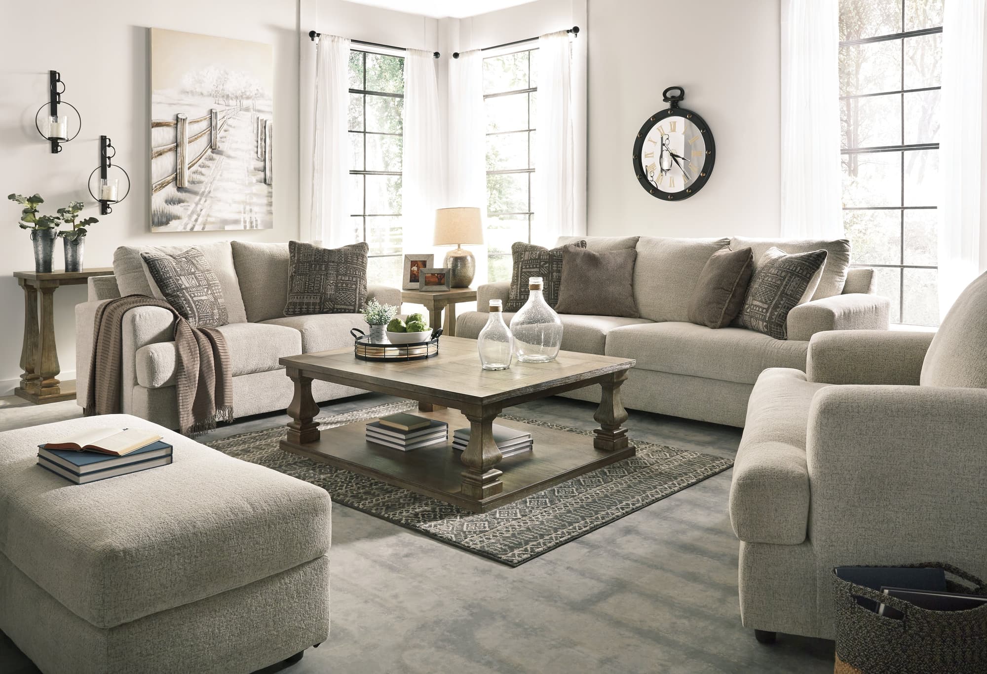Soletren Stone Sofa, Loveseat, Chair and Ottoman - Image 1