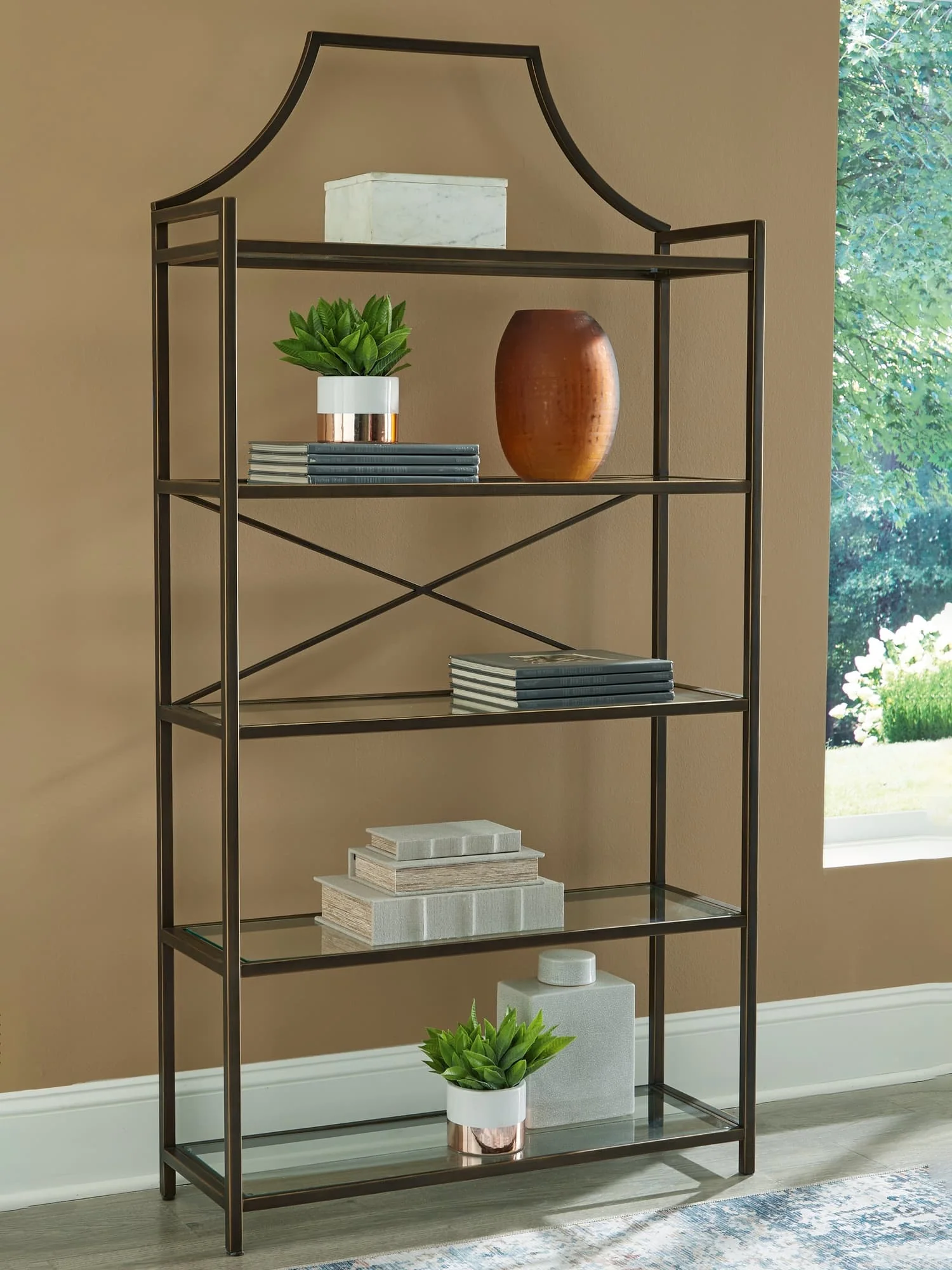 Bernonly Antique Bronze Finish 72″ Bookcase