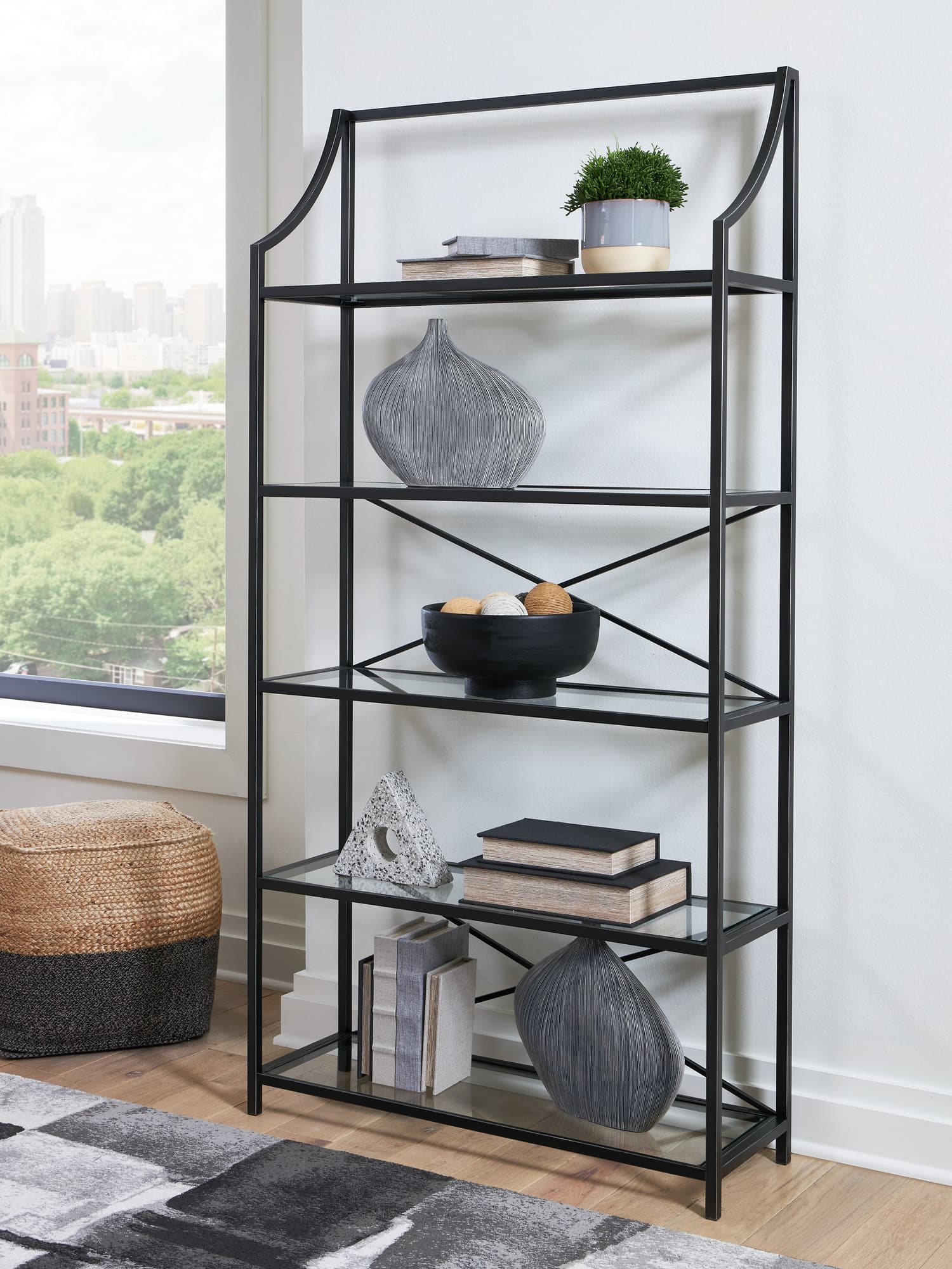 Dakerwell Antique Black 72″ Bookcase