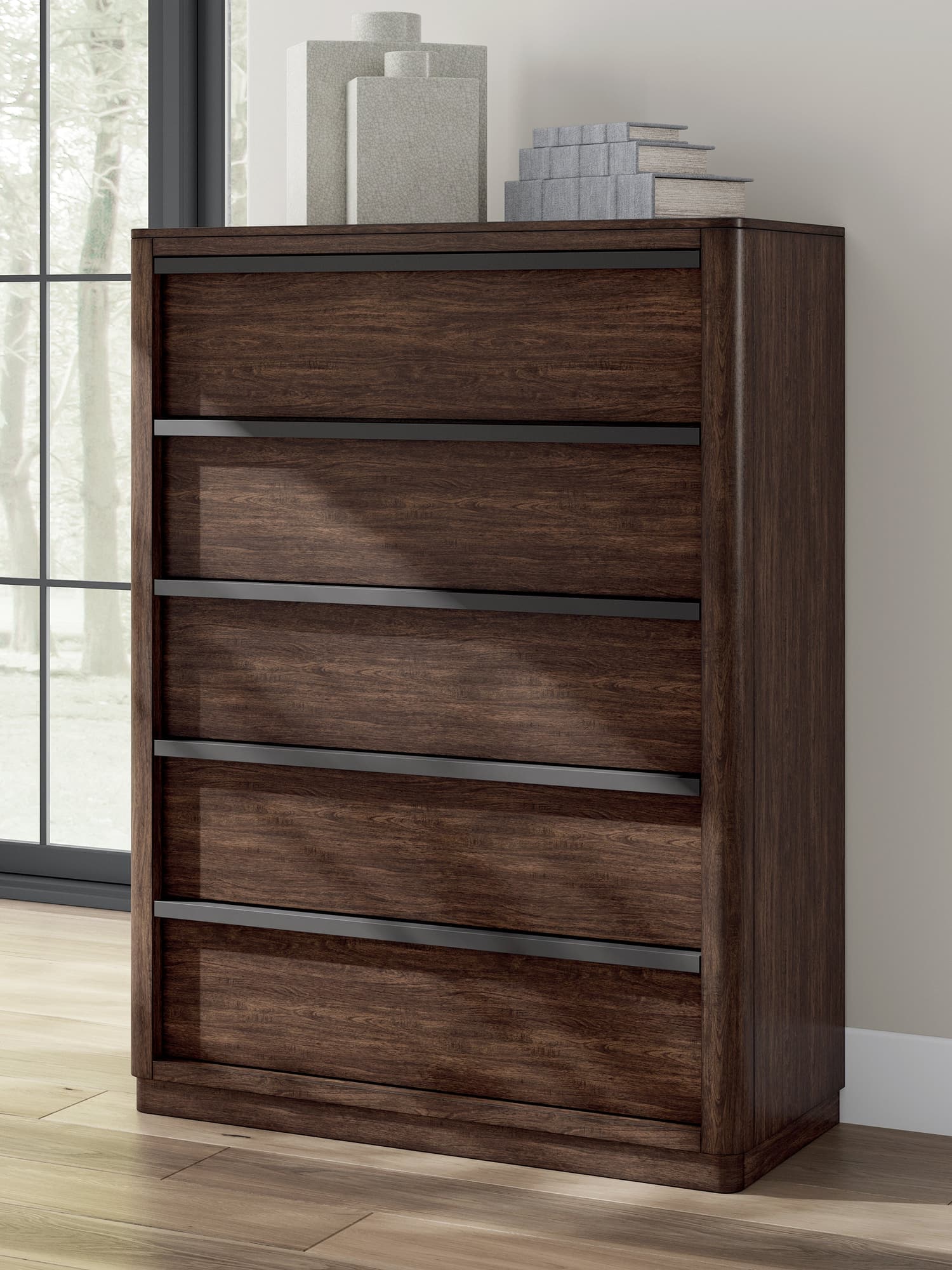 Dilenno Dark Brown Chest of Drawers - Image 1