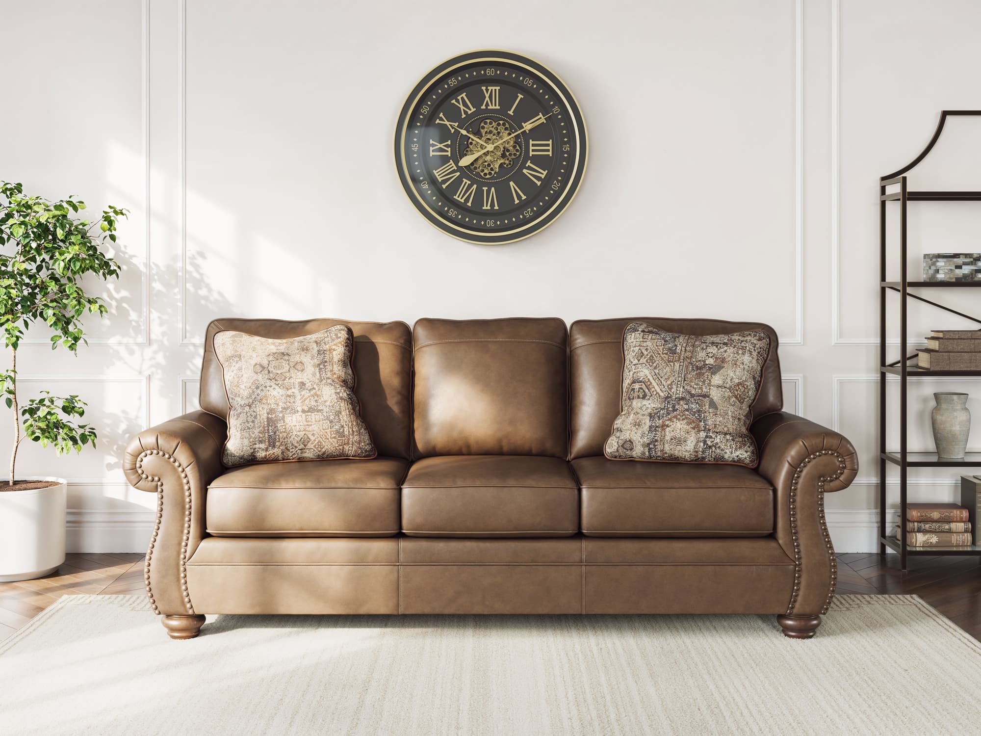 Chasemore Earth Faux Leather Sofa - Image 1