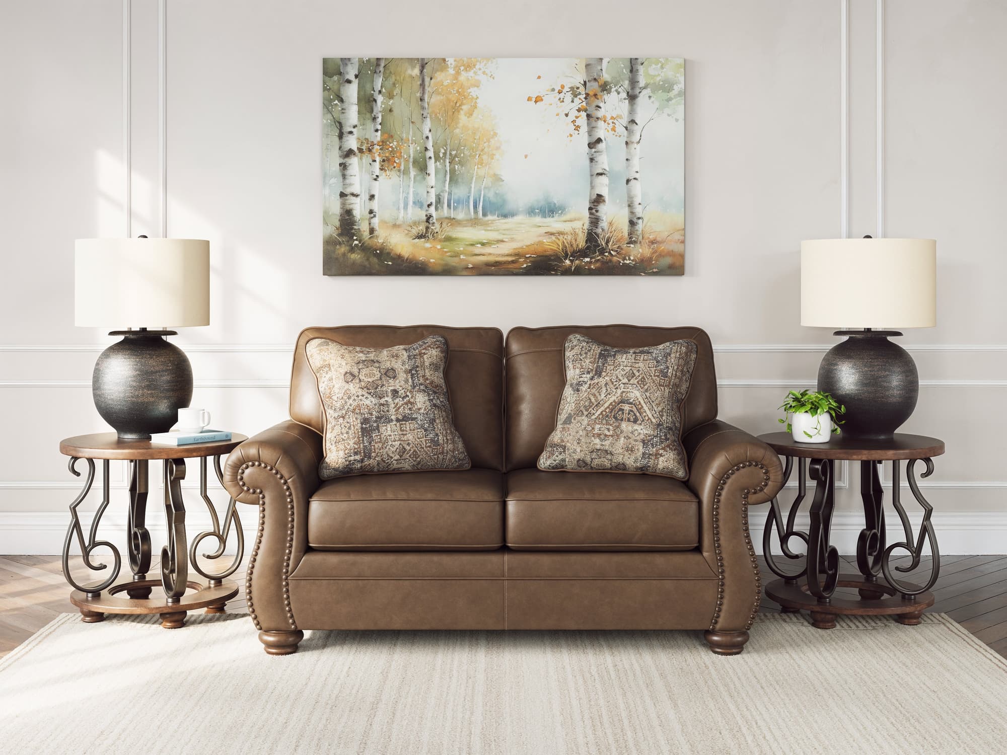 Chasemore Earth Faux Leather Loveseat - Image 1