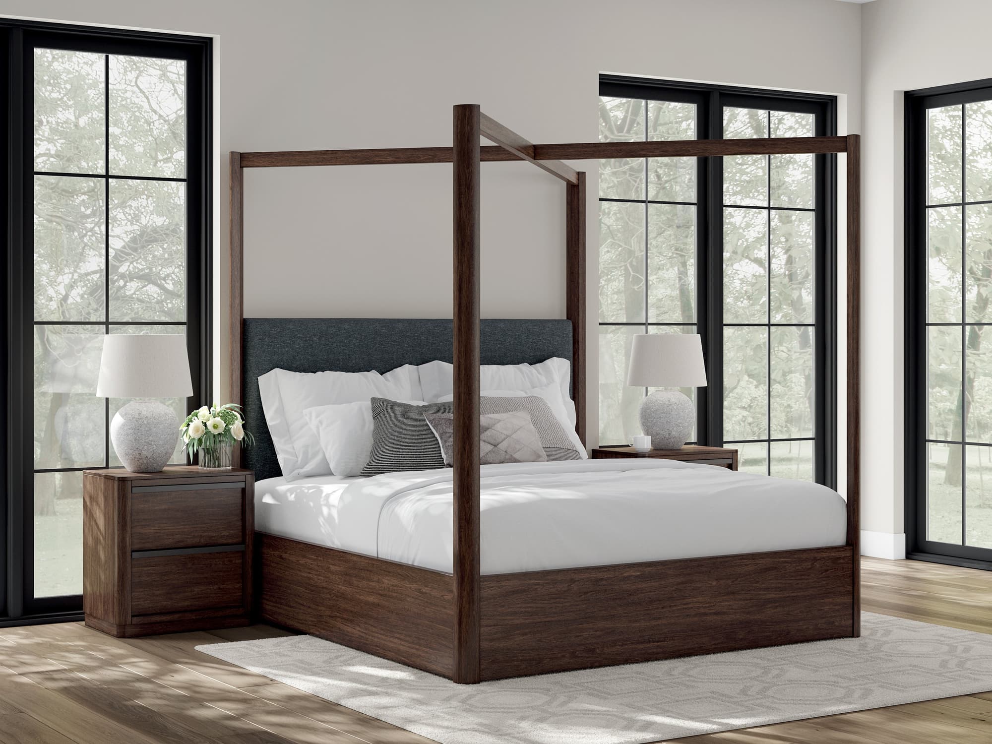 Dilenno Dark Brown King Canopy Bed - Image 1