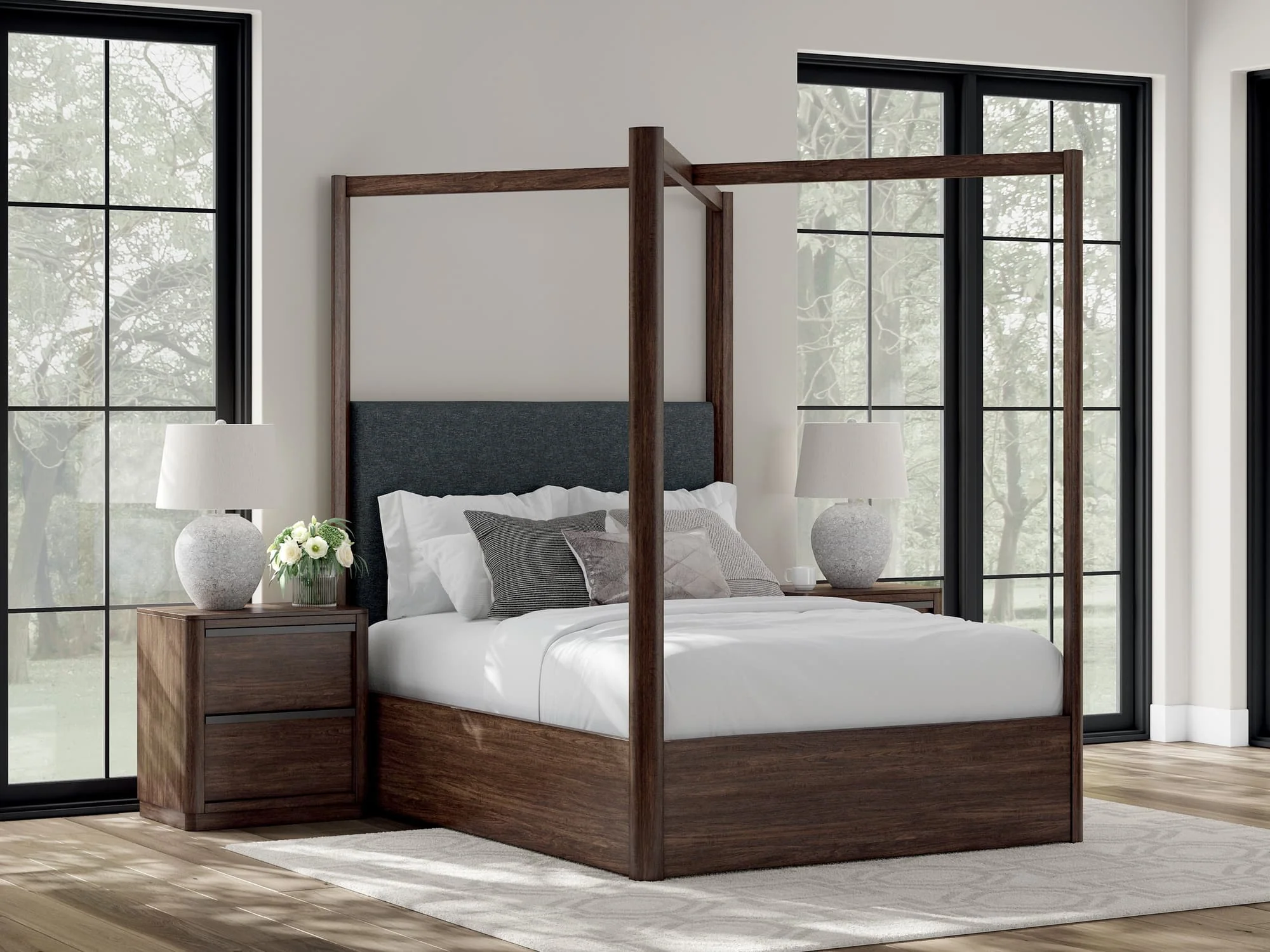 Dilenno Dark Brown Queen Canopy Bed - Image 1