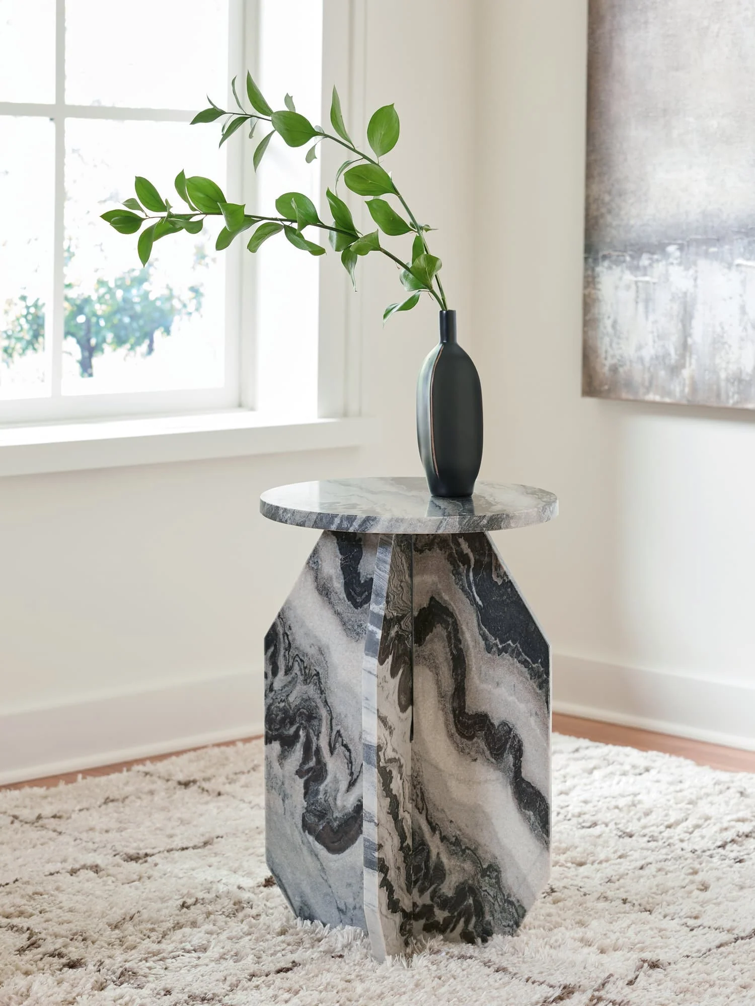 Wrenlane Black/White/Taupe Accent Table