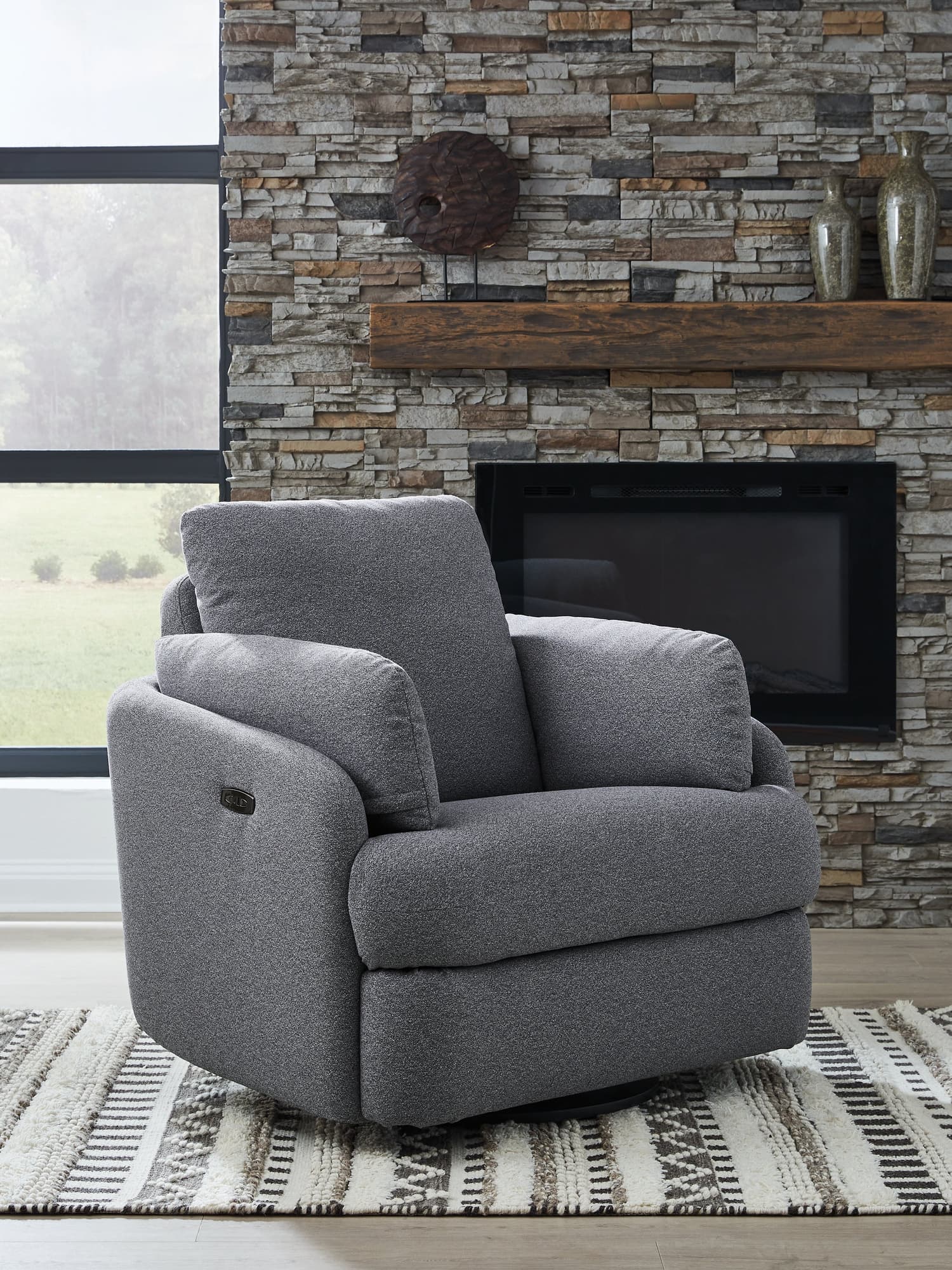 Alainmont Next-Gen Nuvella Salt and Pepper Next-Gen Nuvella™ Swivel Power Recliner - Image 1
