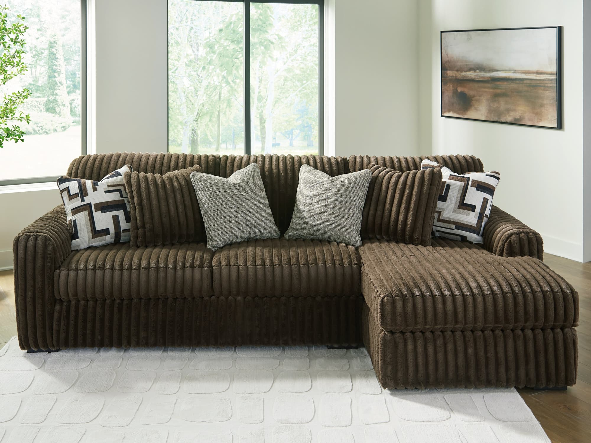 Midnight-Madness Chocolate 2-Piece Sectional Sofa with Chaise - Image 1