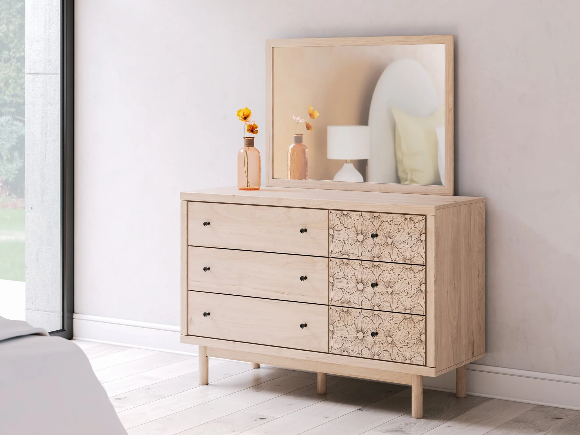 Arloster Tan Dresser and Mirror - Image 1