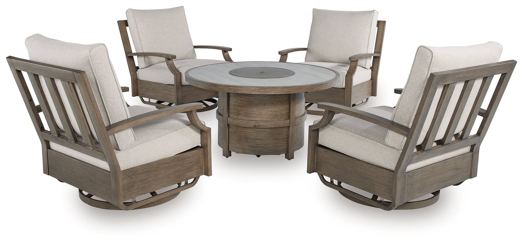Rainier Beige Ranch Outdoor Dining Table and 4 Chairs - Image 1